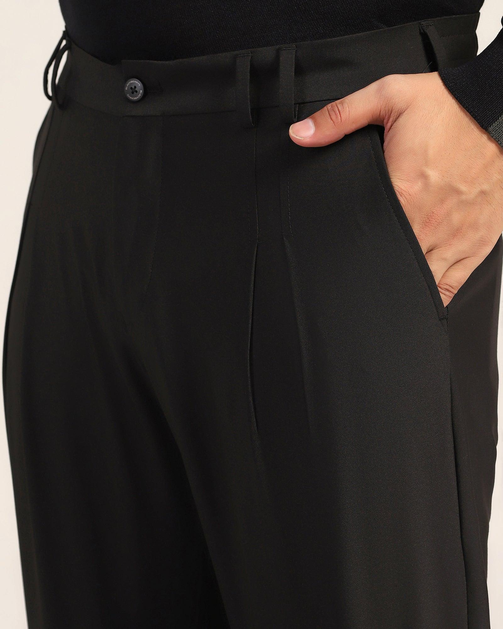 Sneaker Fit Black Solid Pant - Black - Image 4