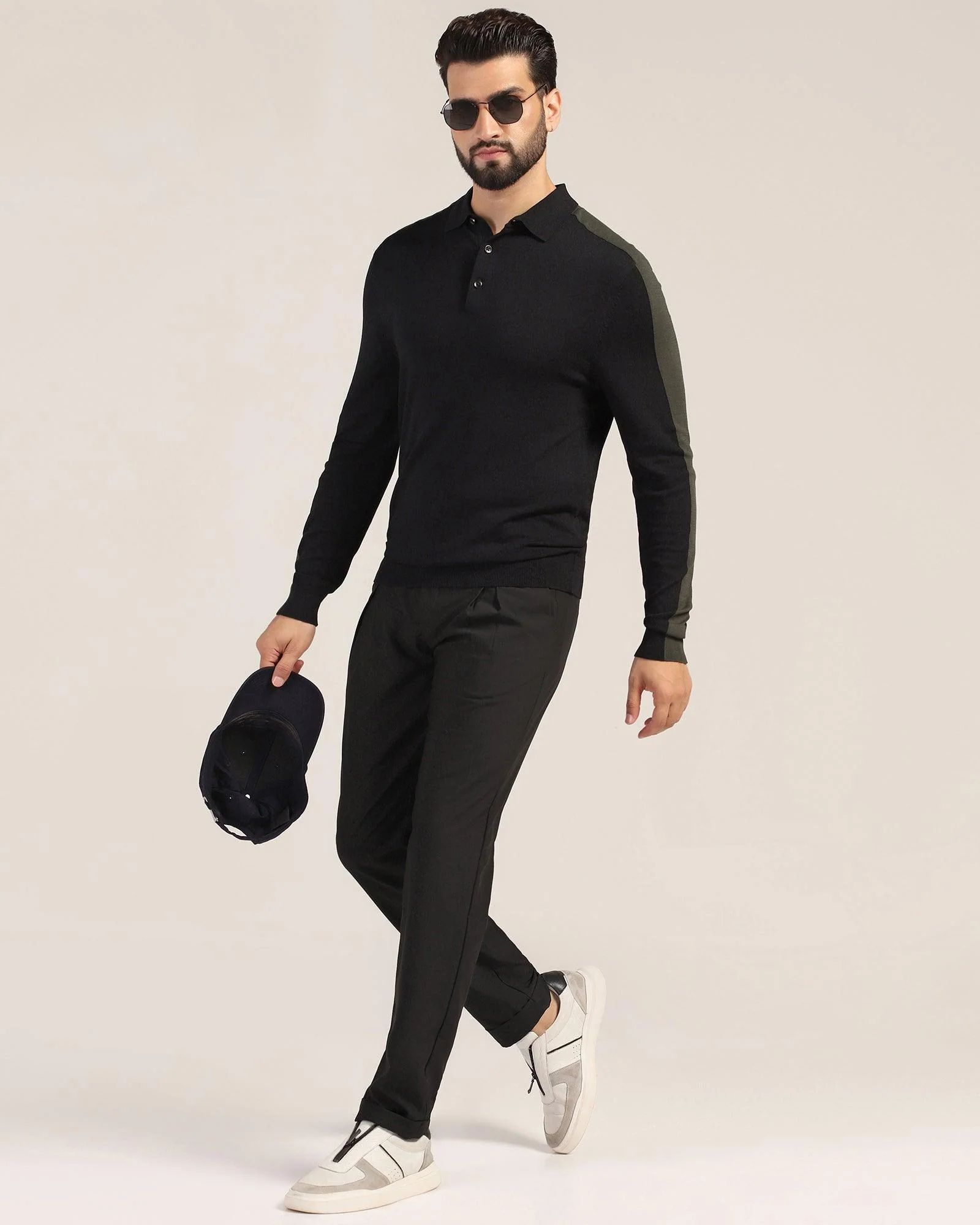 Sneaker Fit Black Solid Pant - Black - Image 8