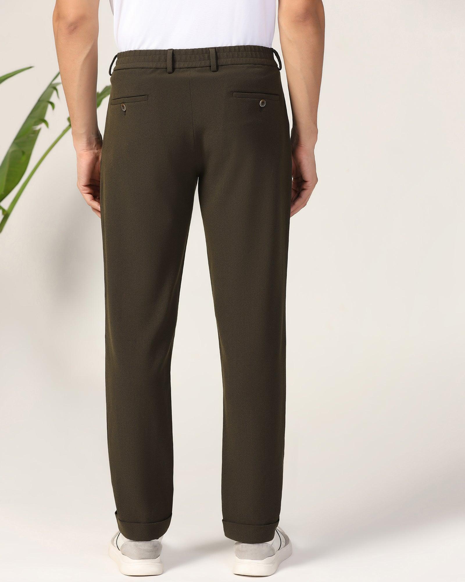 Sneaker Fit Brown Textured Pant - Carens - Image 2