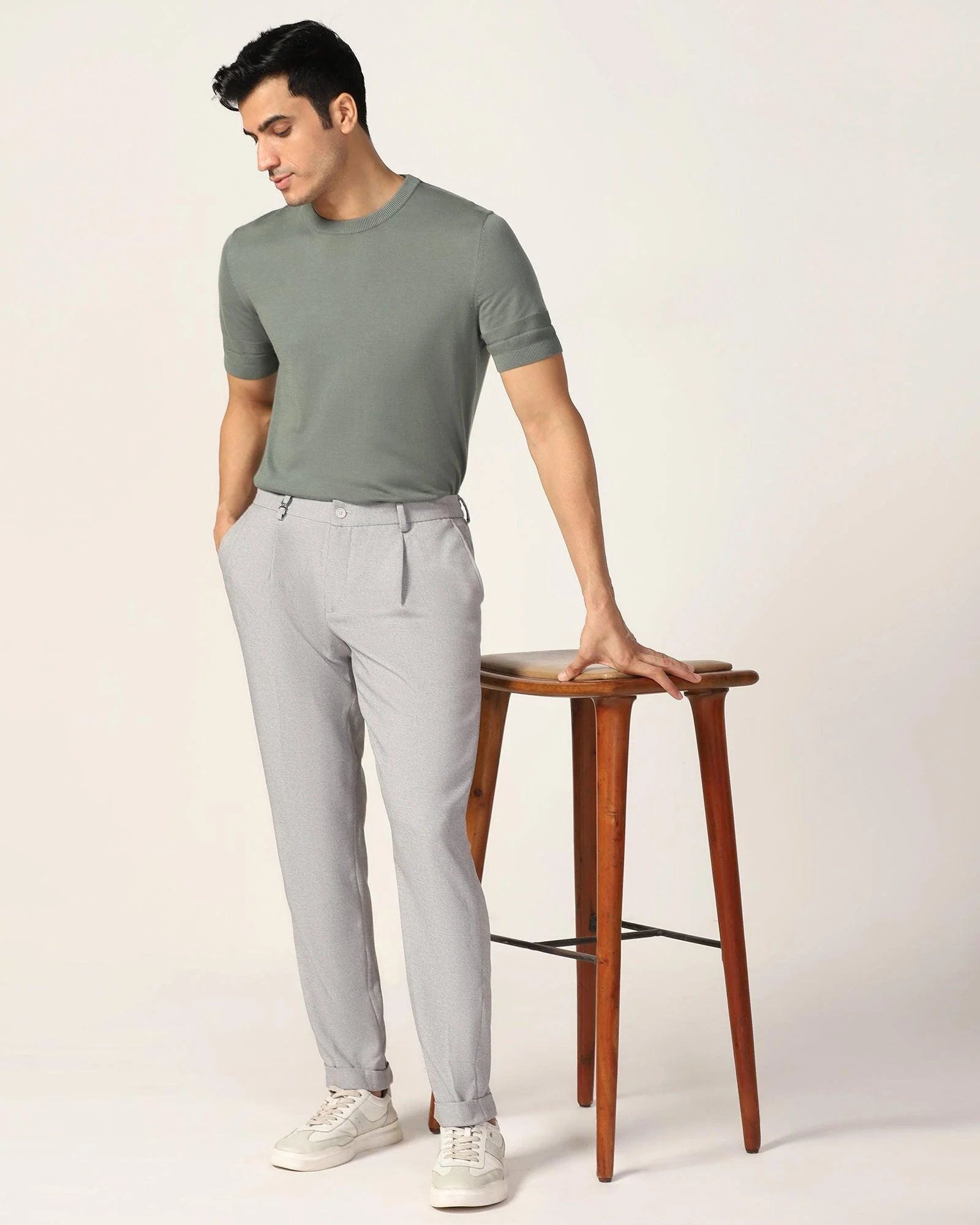 Sneaker Fit Grey Textured Pant - Fronx - Image 7