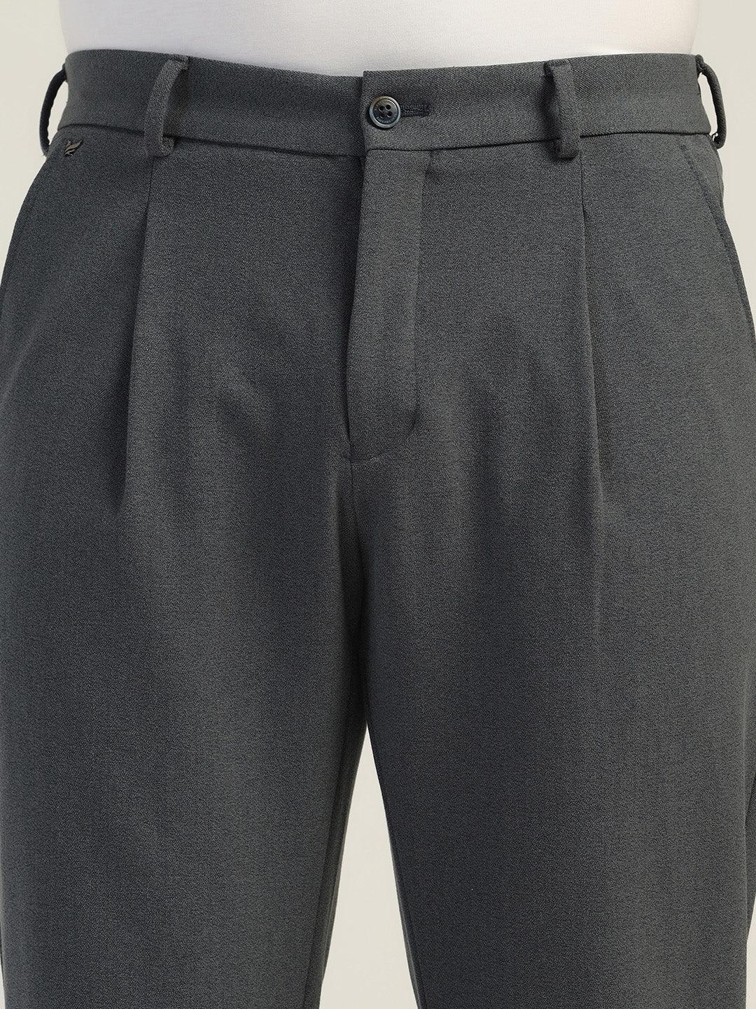 Sneaker Fit Petrol Blue Textured Pant - Carens - Image 4