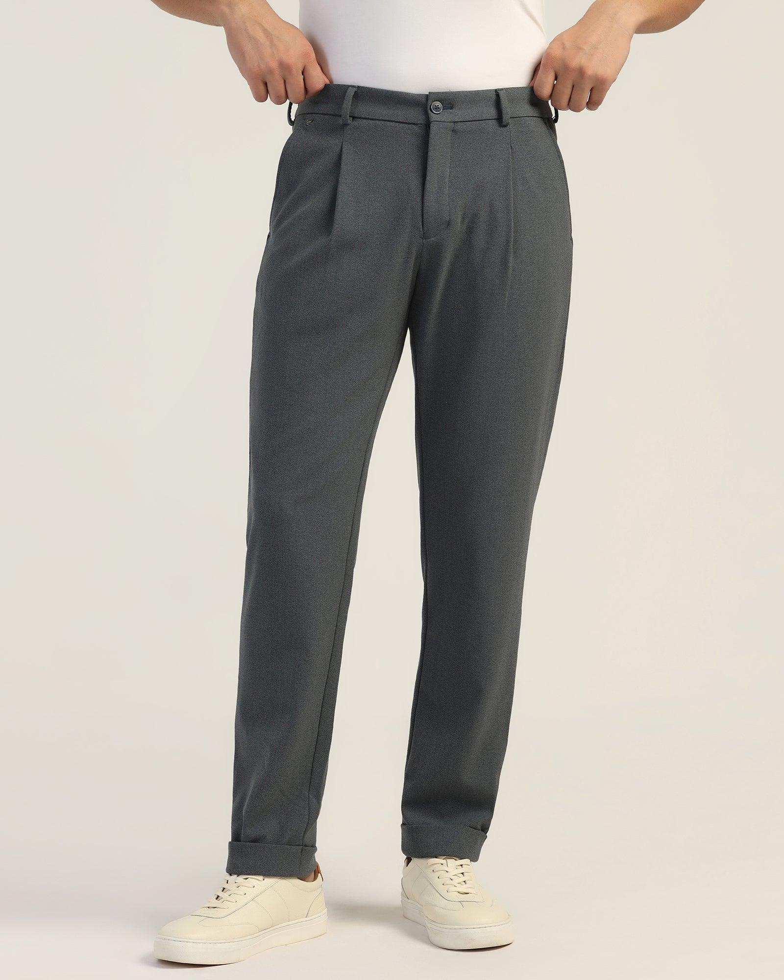 Sneaker Fit Petrol Blue Textured Pant - Carens - Image 9