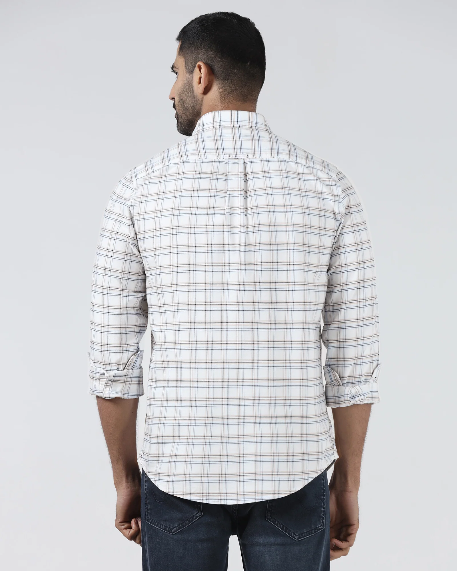 Off White Check Shirt - Valento - Image 2