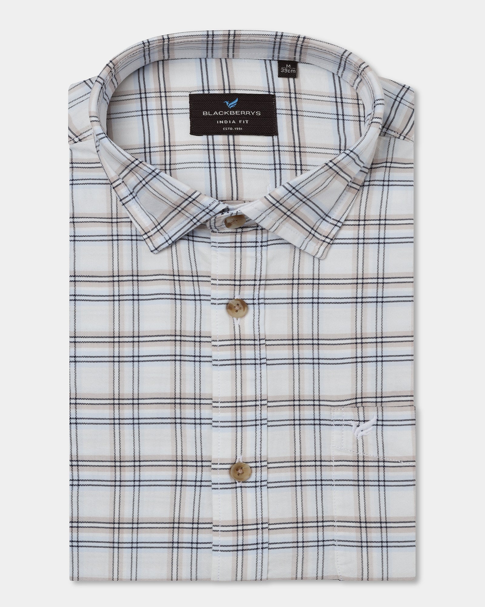 Off White Check Shirt - Valento - Image 5