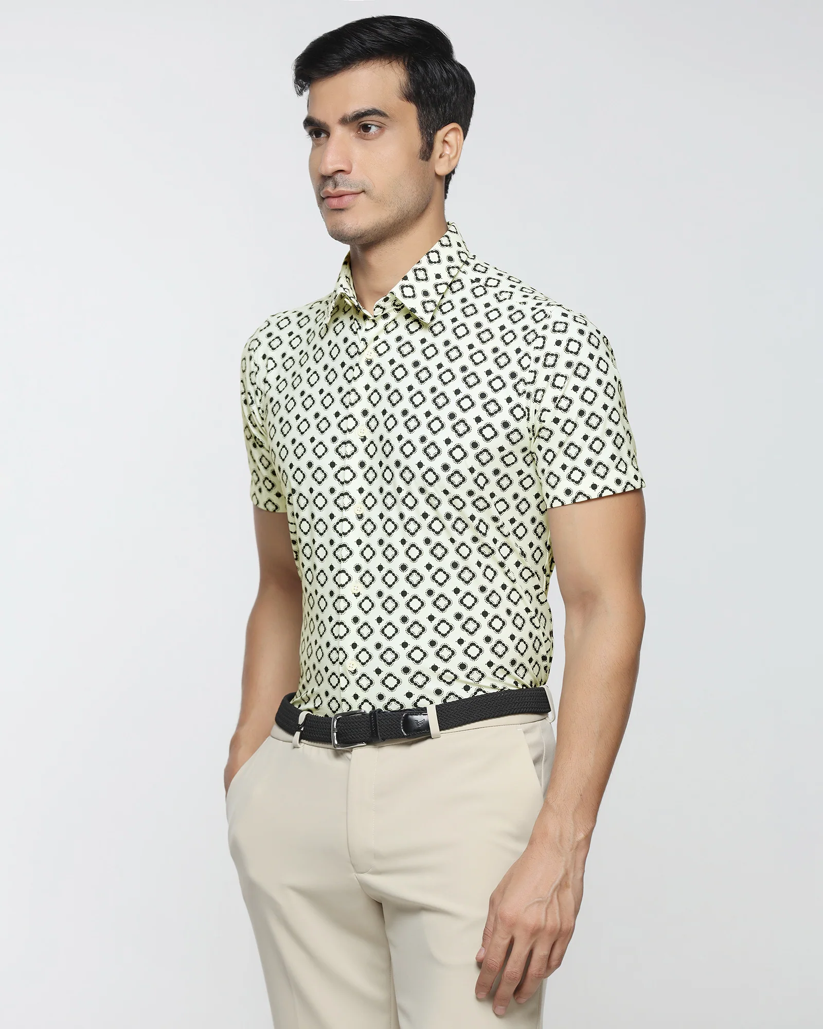 Off White Half Sleeve TechPro Printed Shirt - Ronnel - Image 4