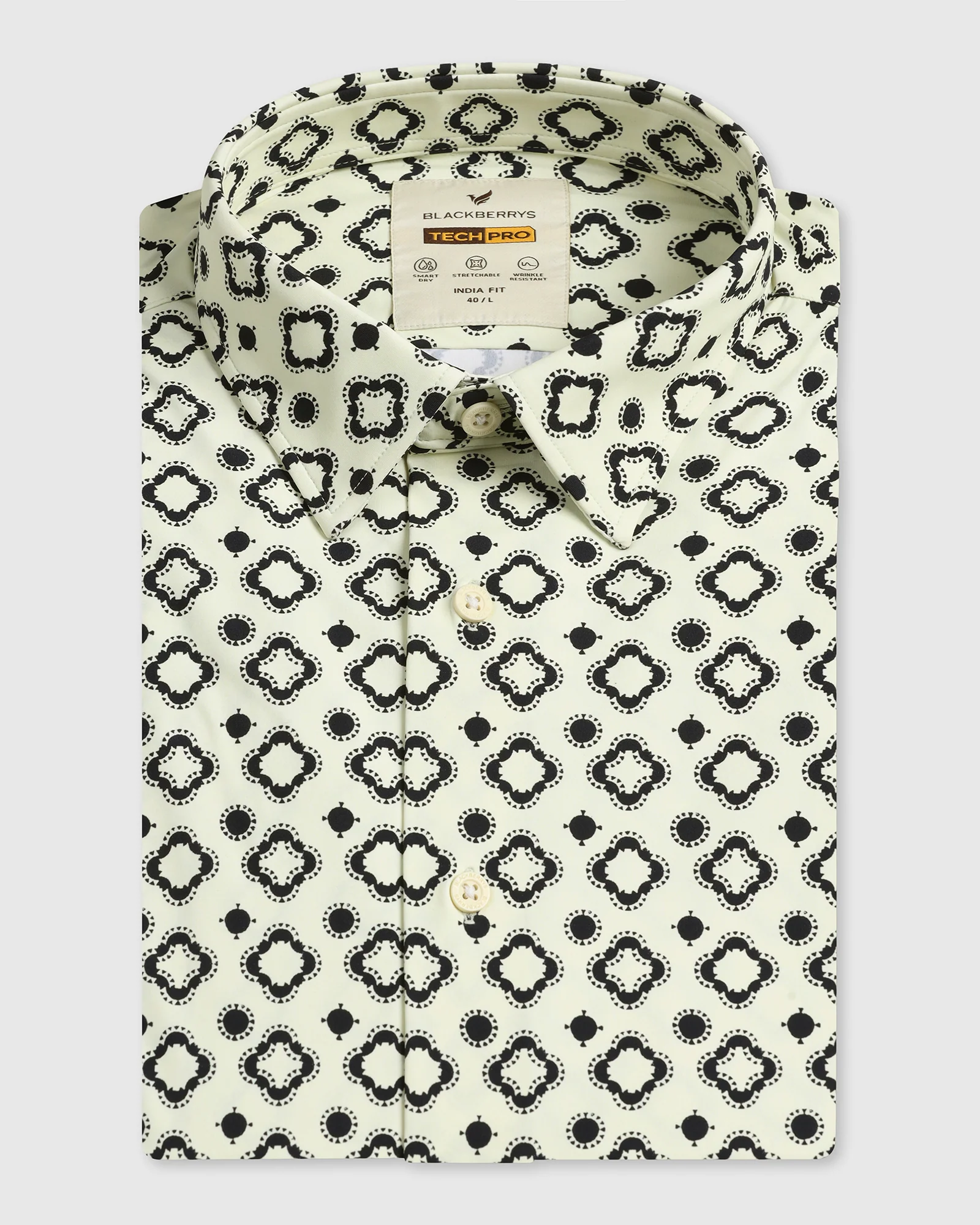 Off White Half Sleeve TechPro Printed Shirt - Ronnel - Image 5