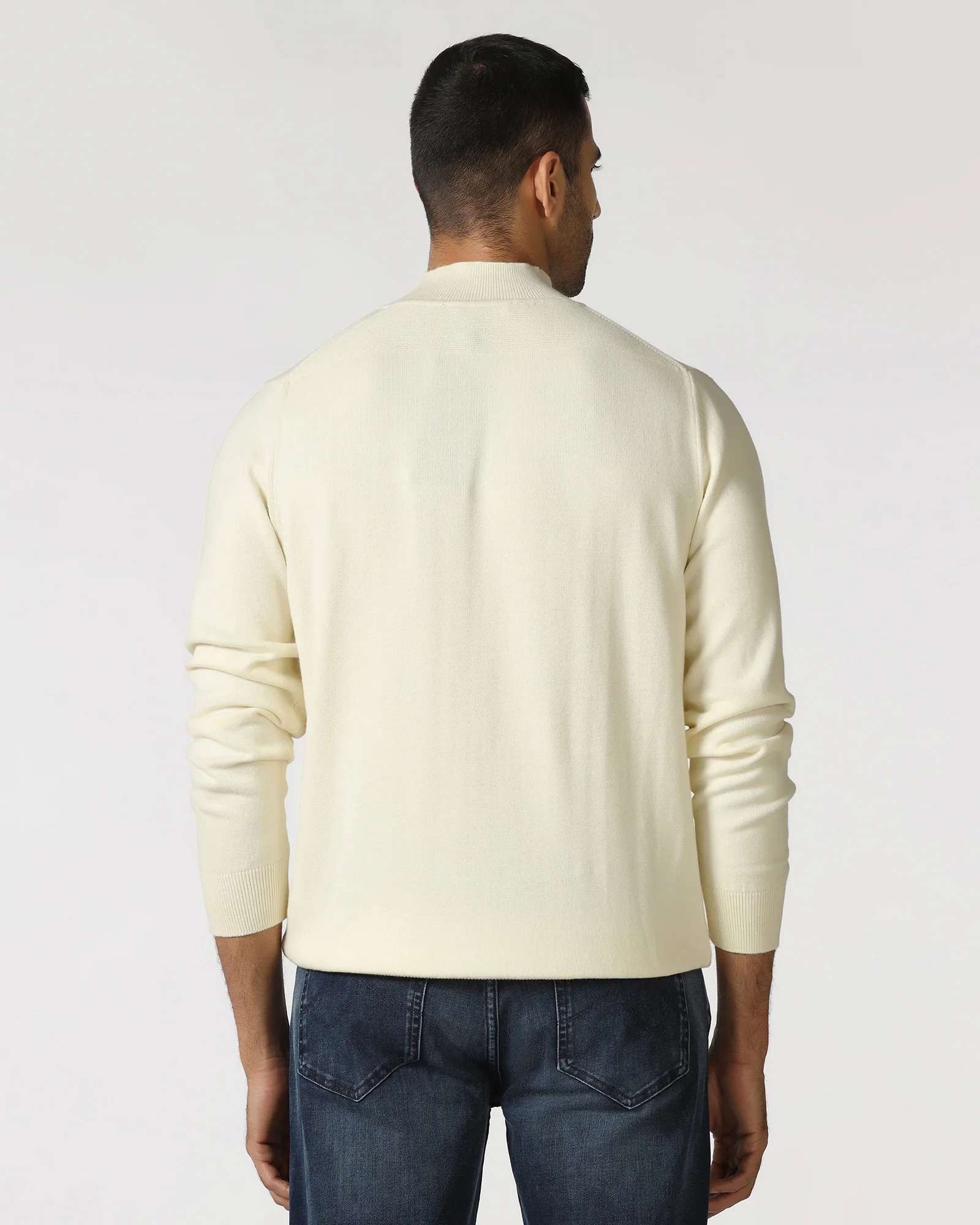 Off White High Neck Solid Sweater - Pop - Image 2