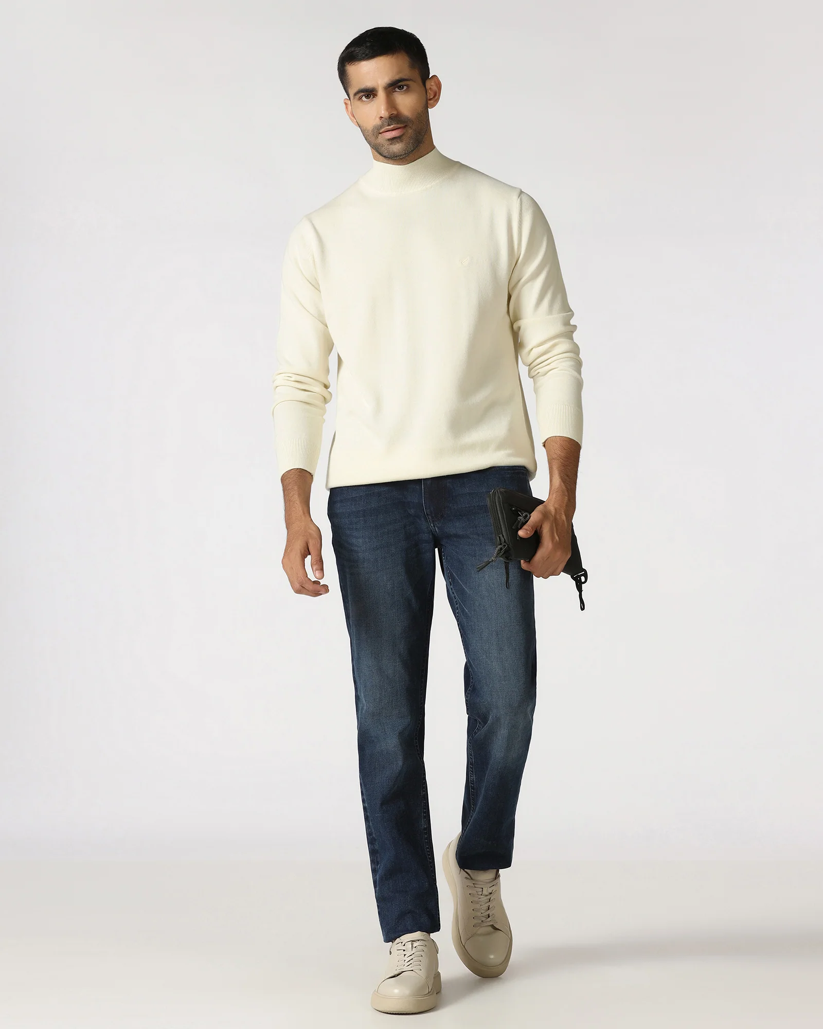 Off White High Neck Solid Sweater - Pop - Image 5
