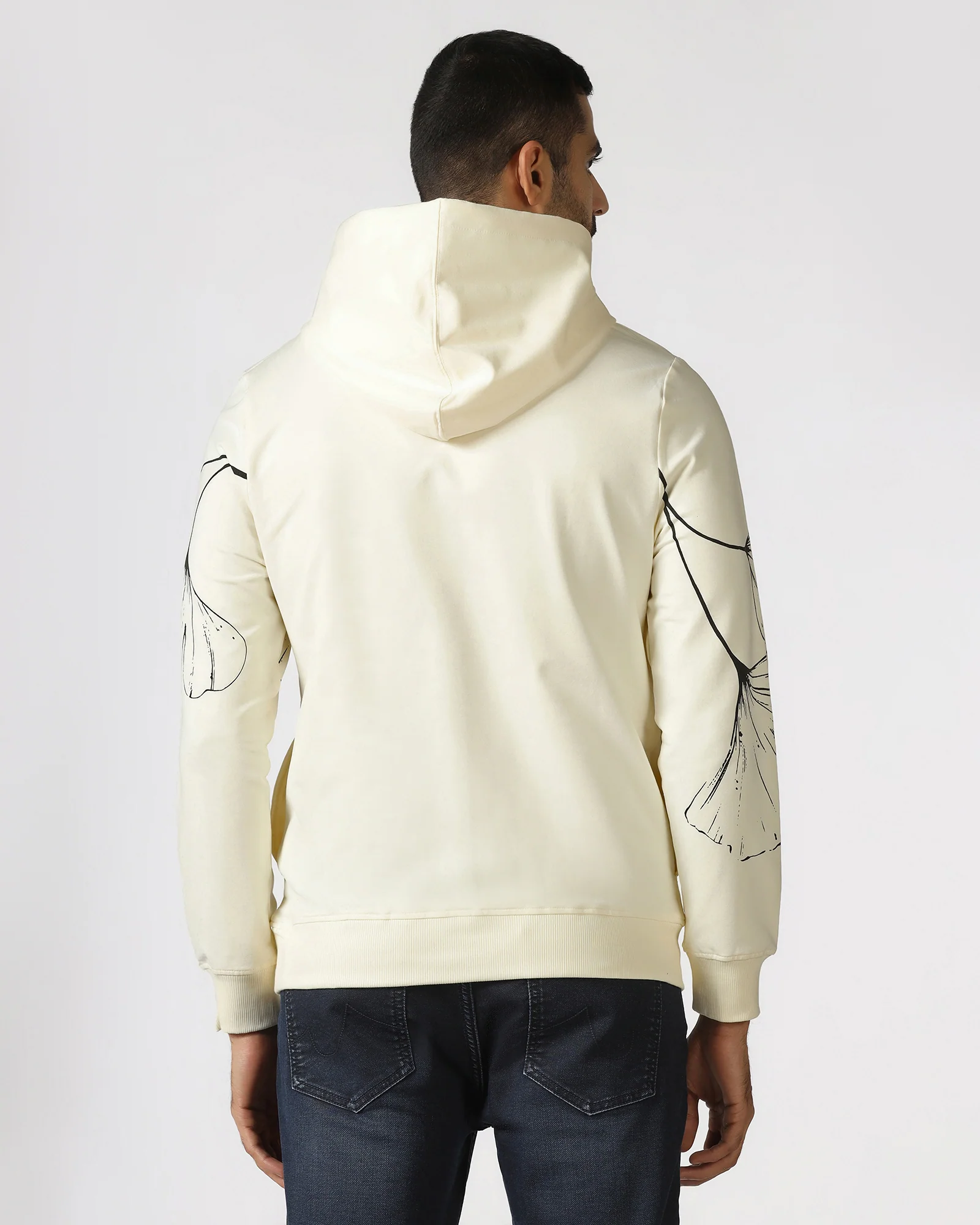 Off White Hoodie Solid Sweatshirt - Gecko - Image 2