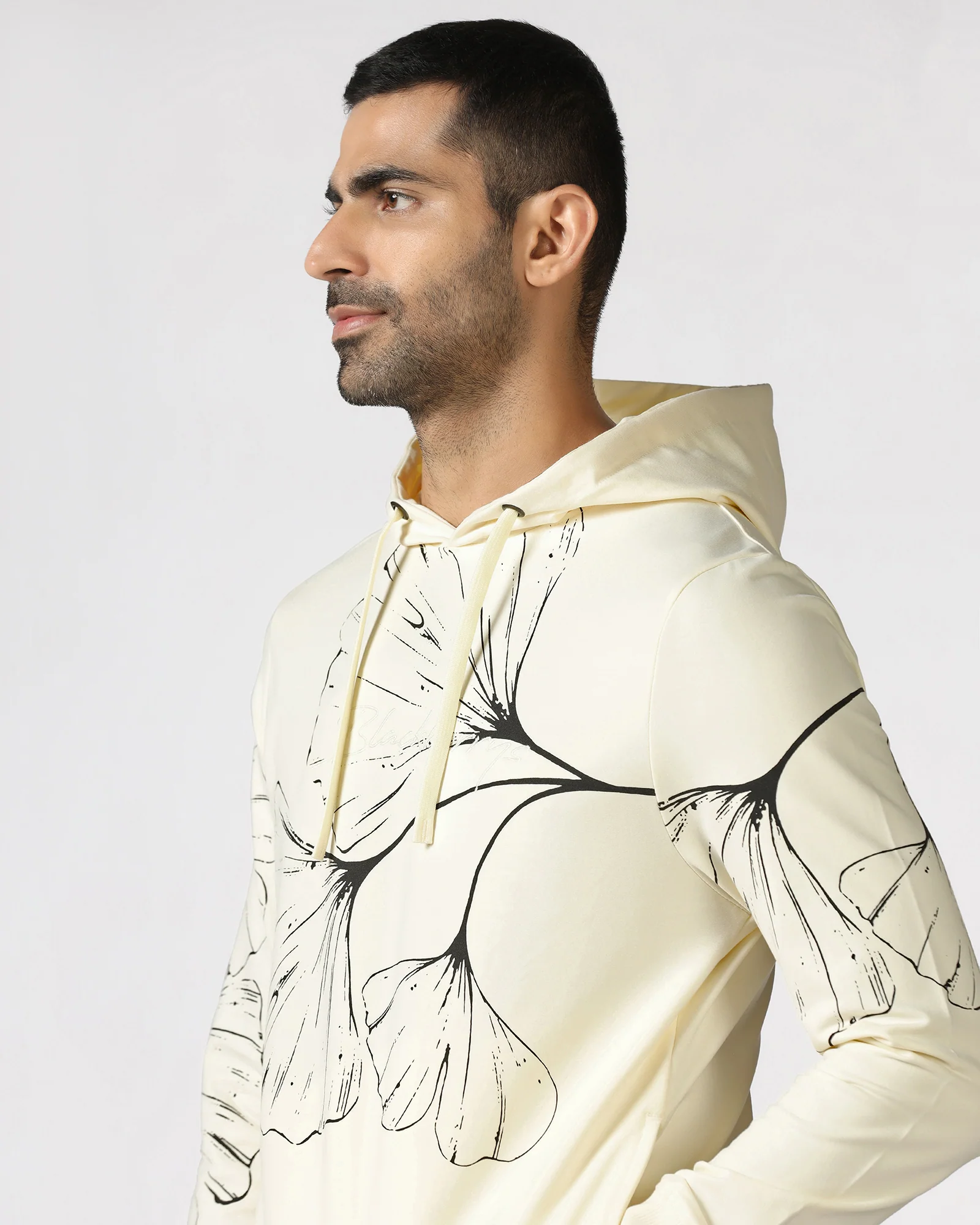 Off White Hoodie Solid Sweatshirt - Gecko - Image 4