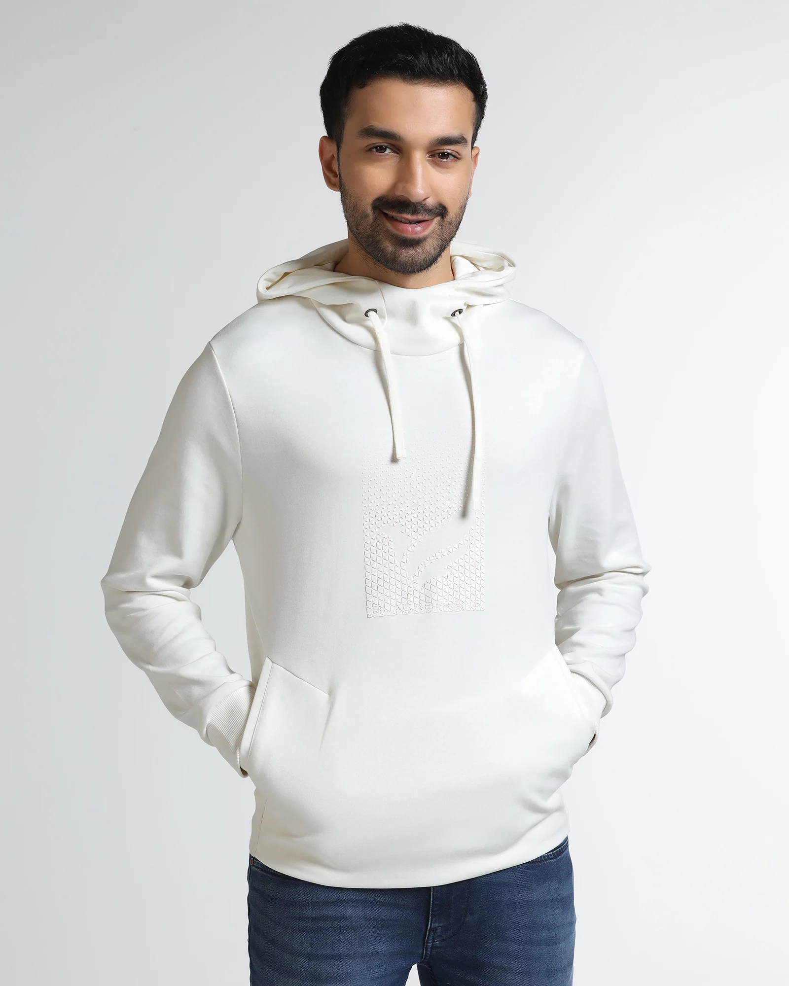 Off White Hoodie Solid Sweatshirt - Tempo