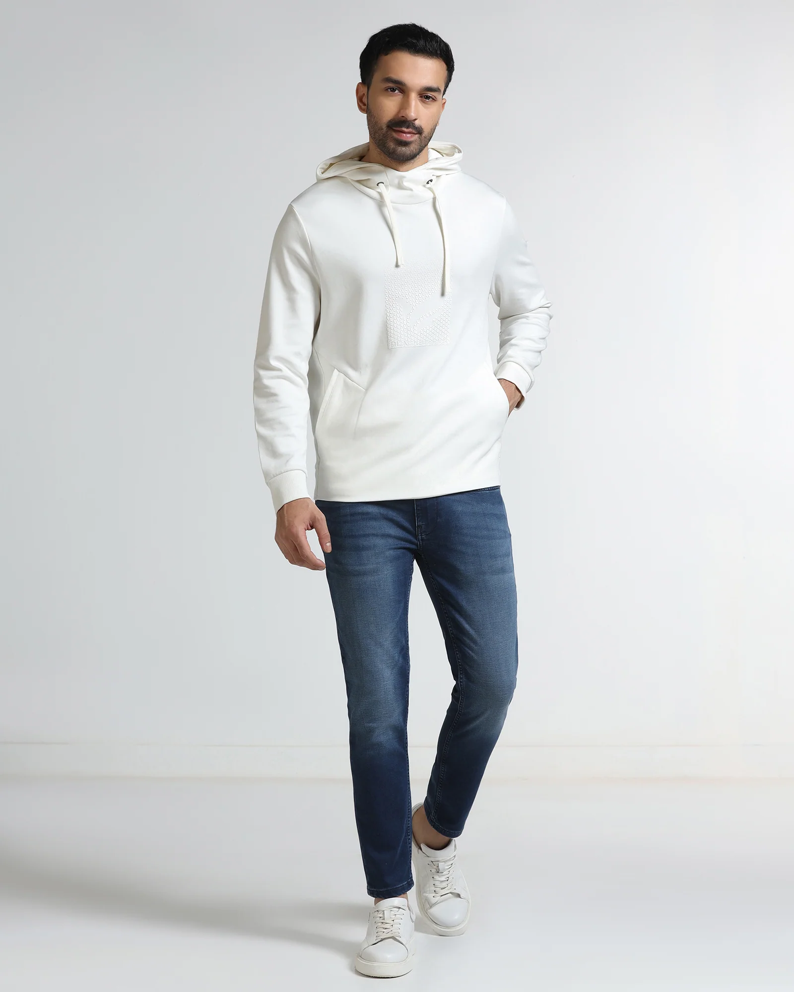 Off White Hoodie Solid Sweatshirt - Tempo - Image 3
