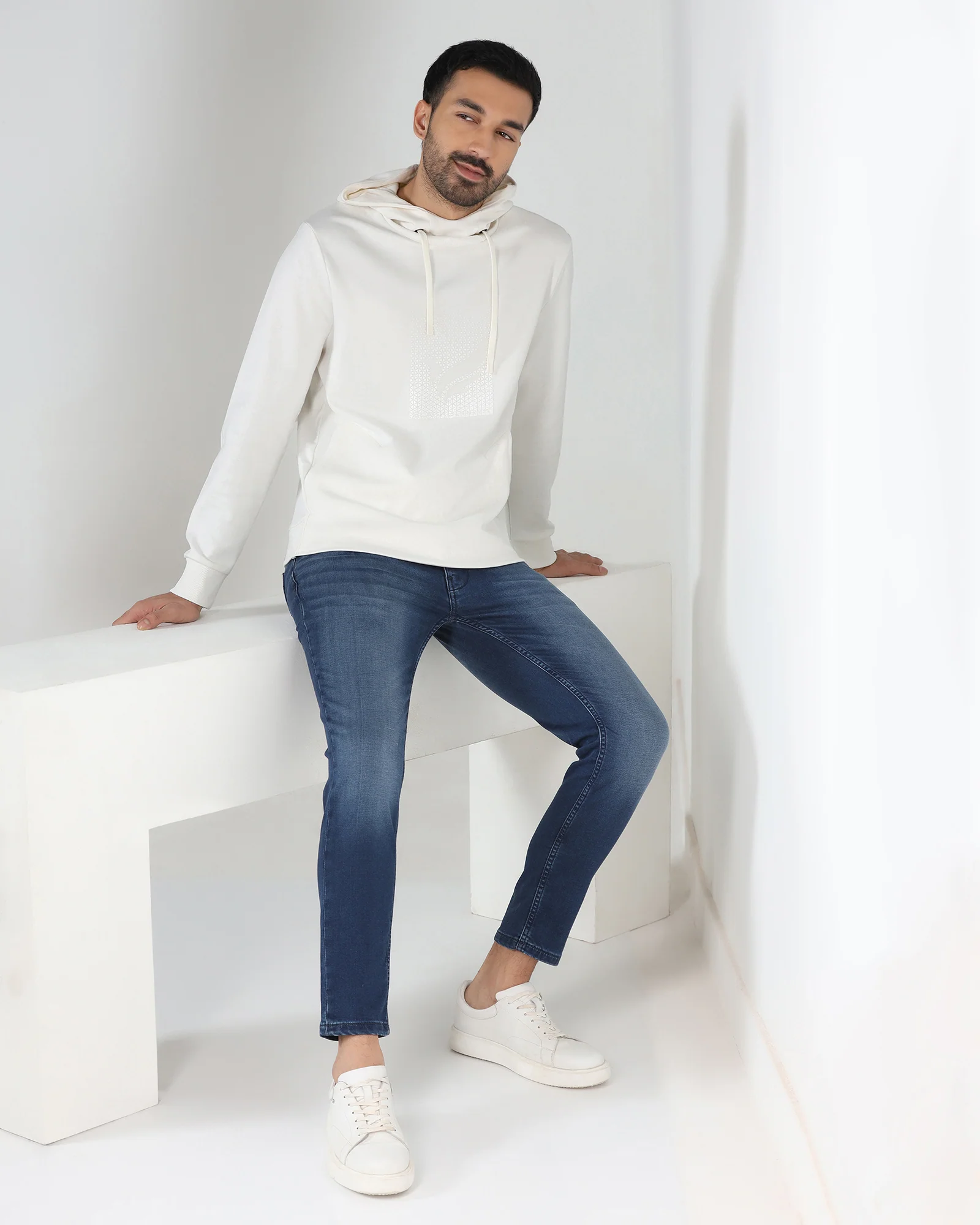 Off White Hoodie Solid Sweatshirt - Tempo - Image 5
