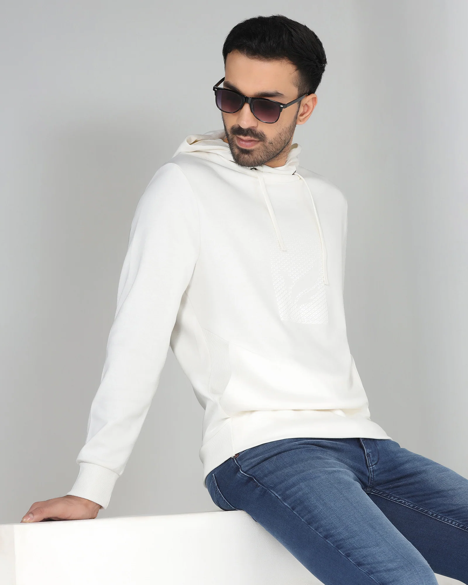 Off White Hoodie Solid Sweatshirt - Tempo - Image 8