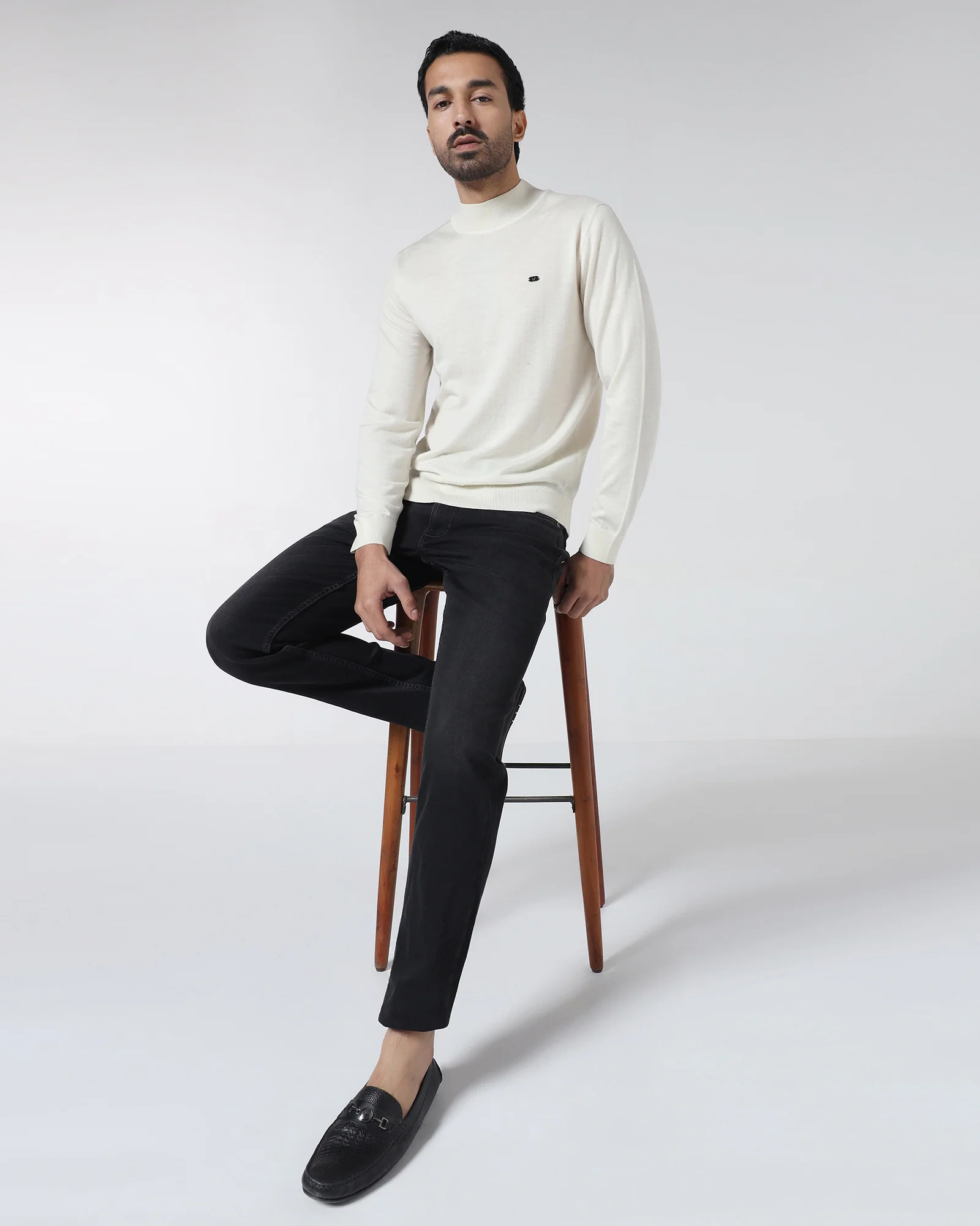 Off White Solid Sweater - Jester - Image 6
