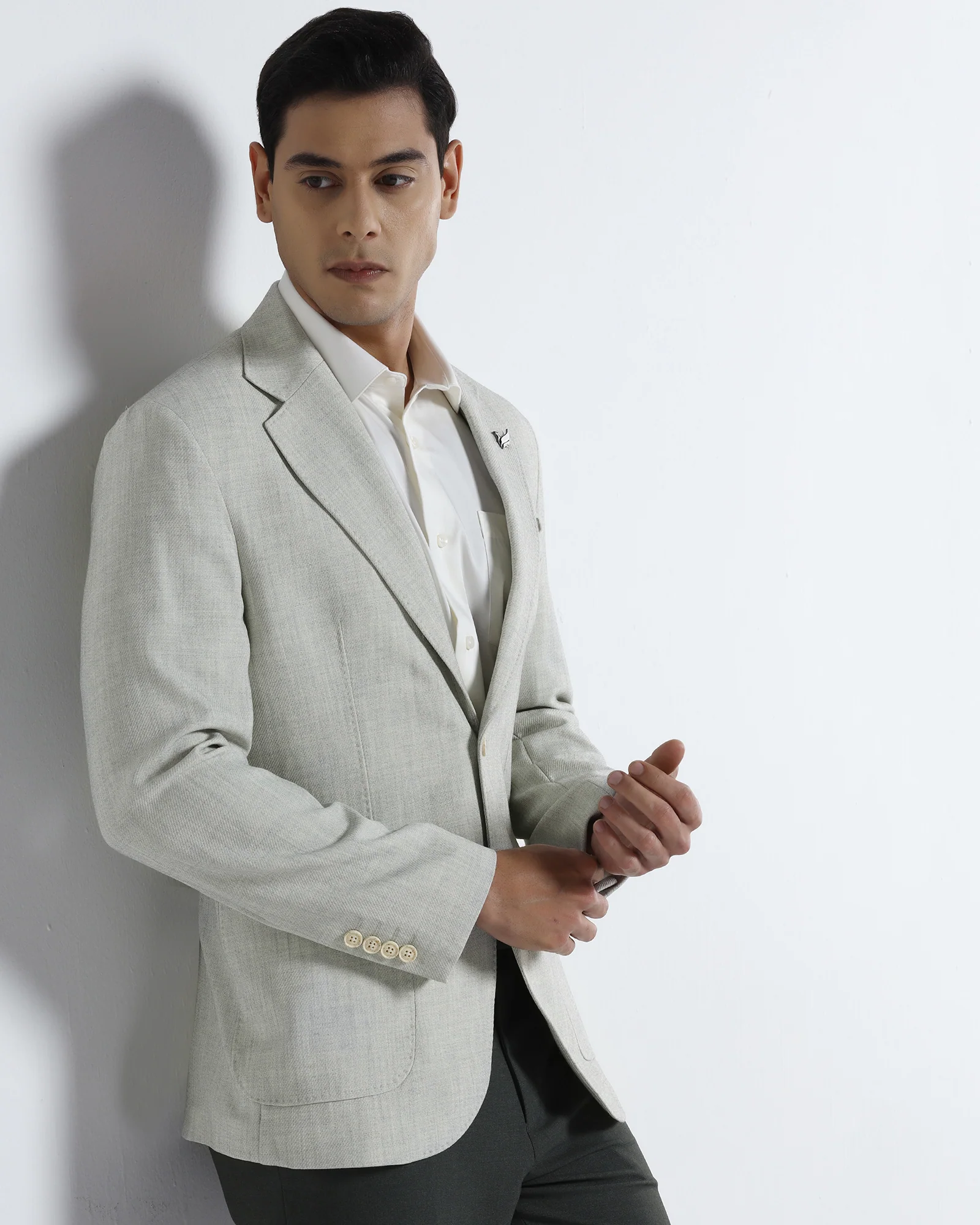 Off White Textured Blazer - Wilson