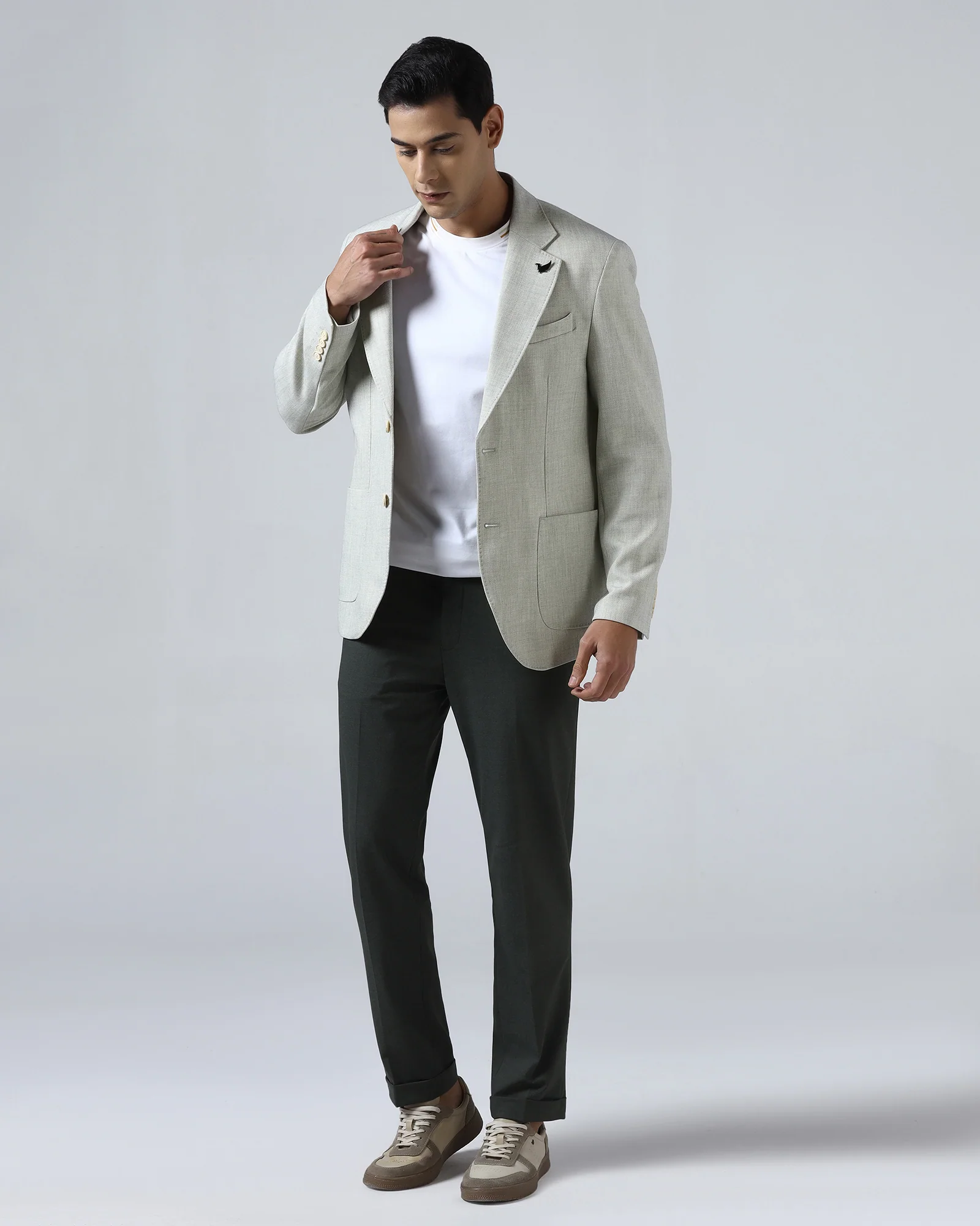 Off White Textured Blazer - Wilson - Image 5