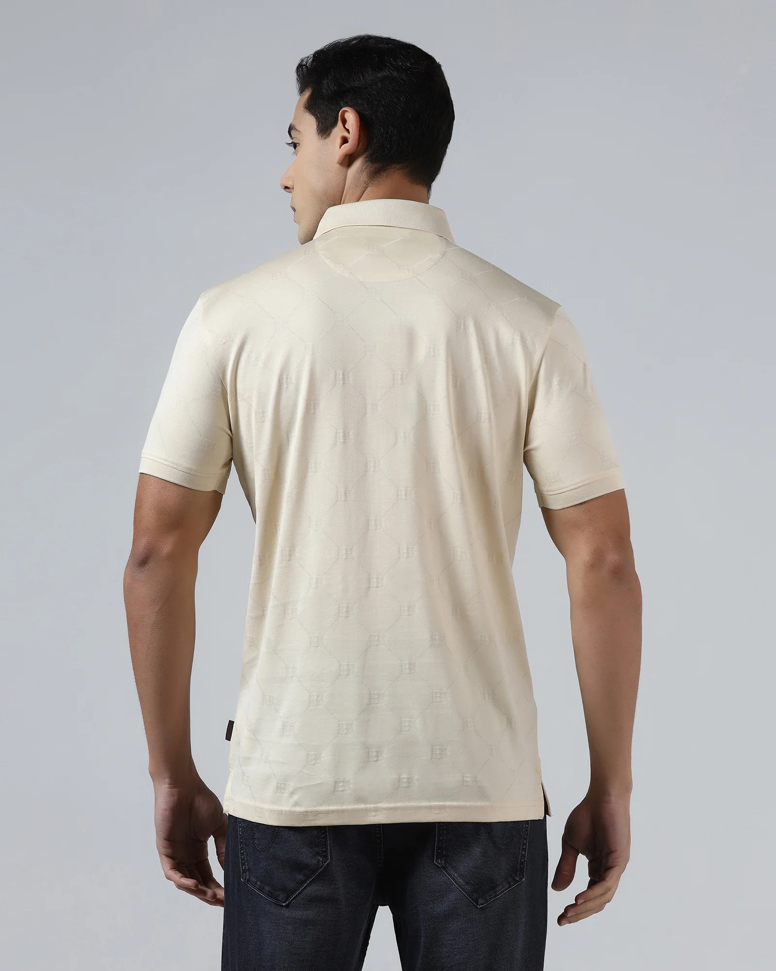 Off White Textured Polo - Full - Image 2