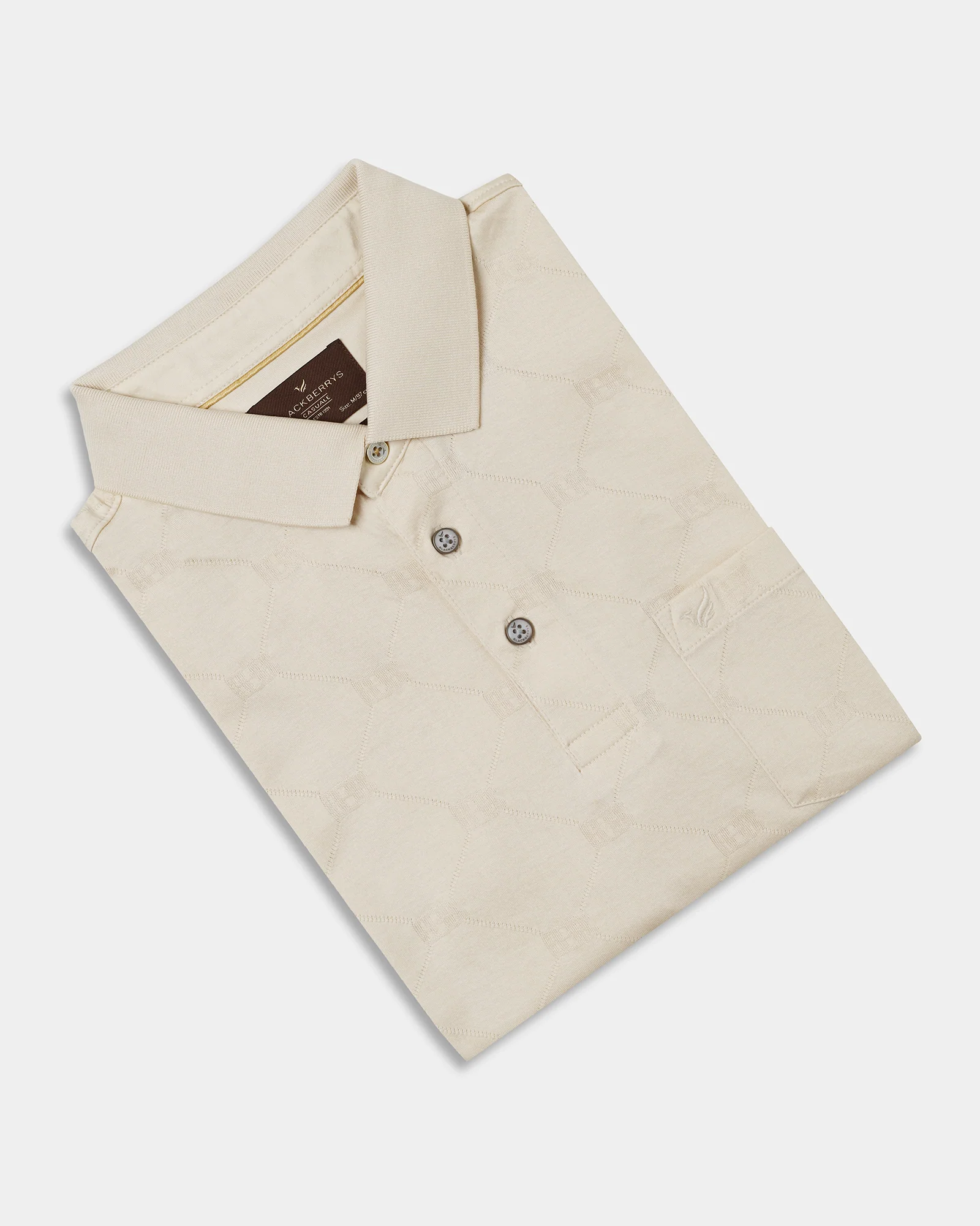 Off White Textured Polo - Full - Image 5