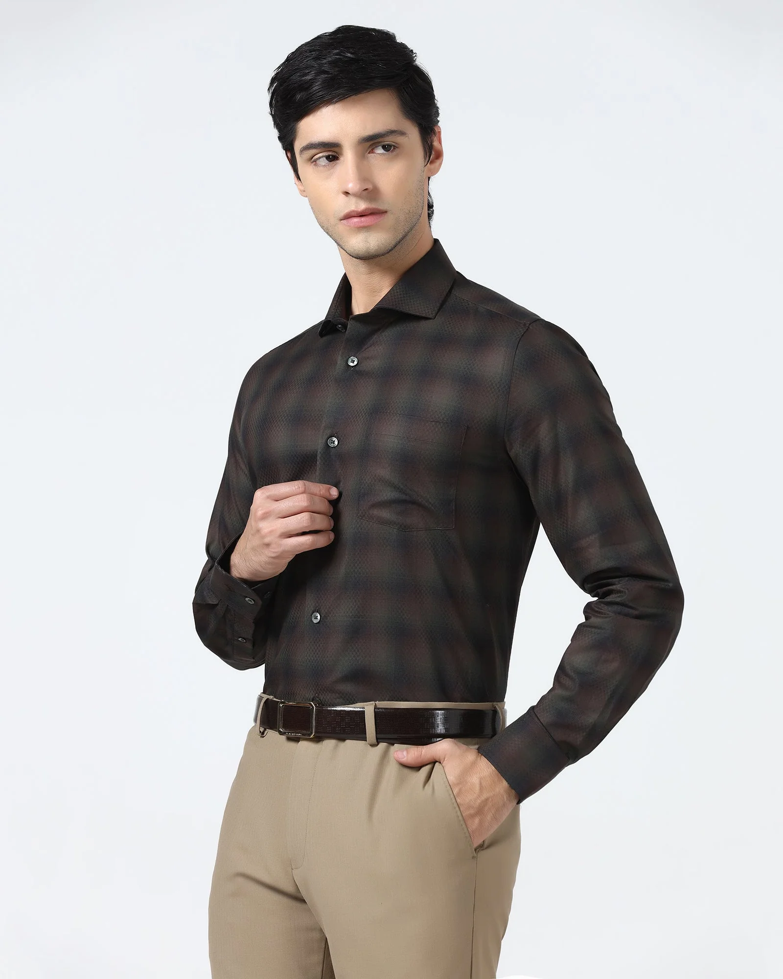 Olive Check Shirt - Perkin - Image 2