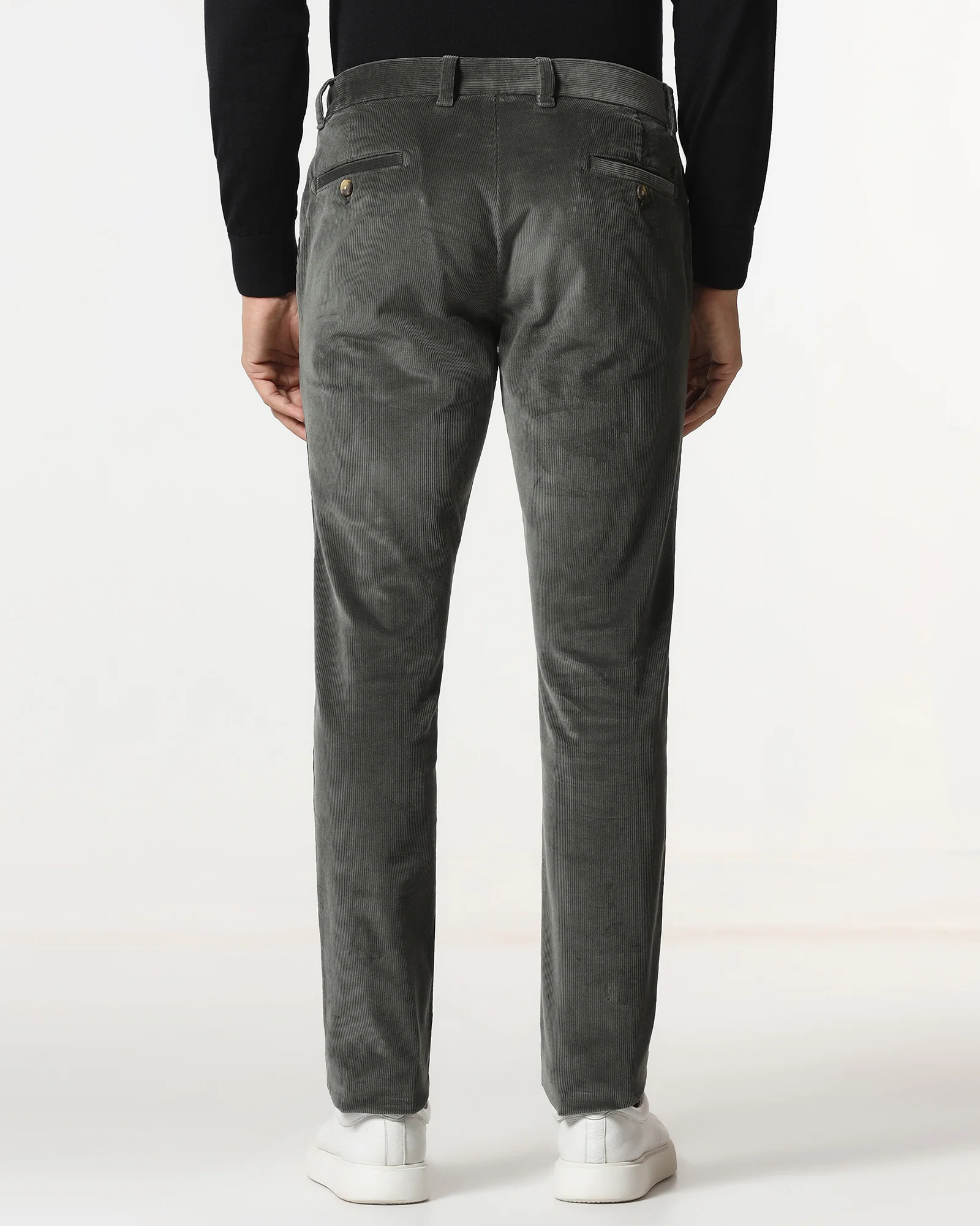 Olive Corduroy Solid Khakis - Gerone - Image 2
