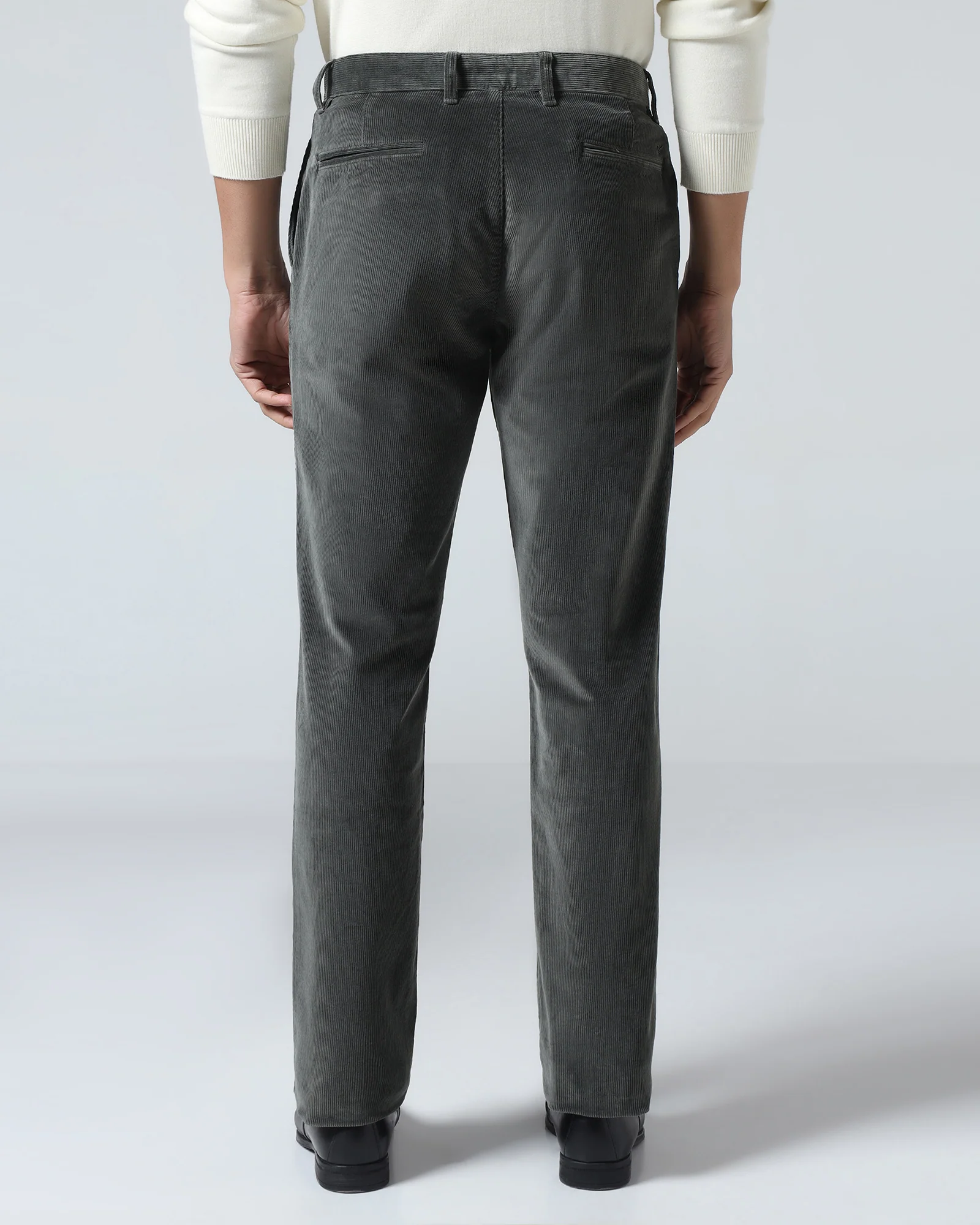 Olive Corduroy Solid Khakis - Magne - Image 2