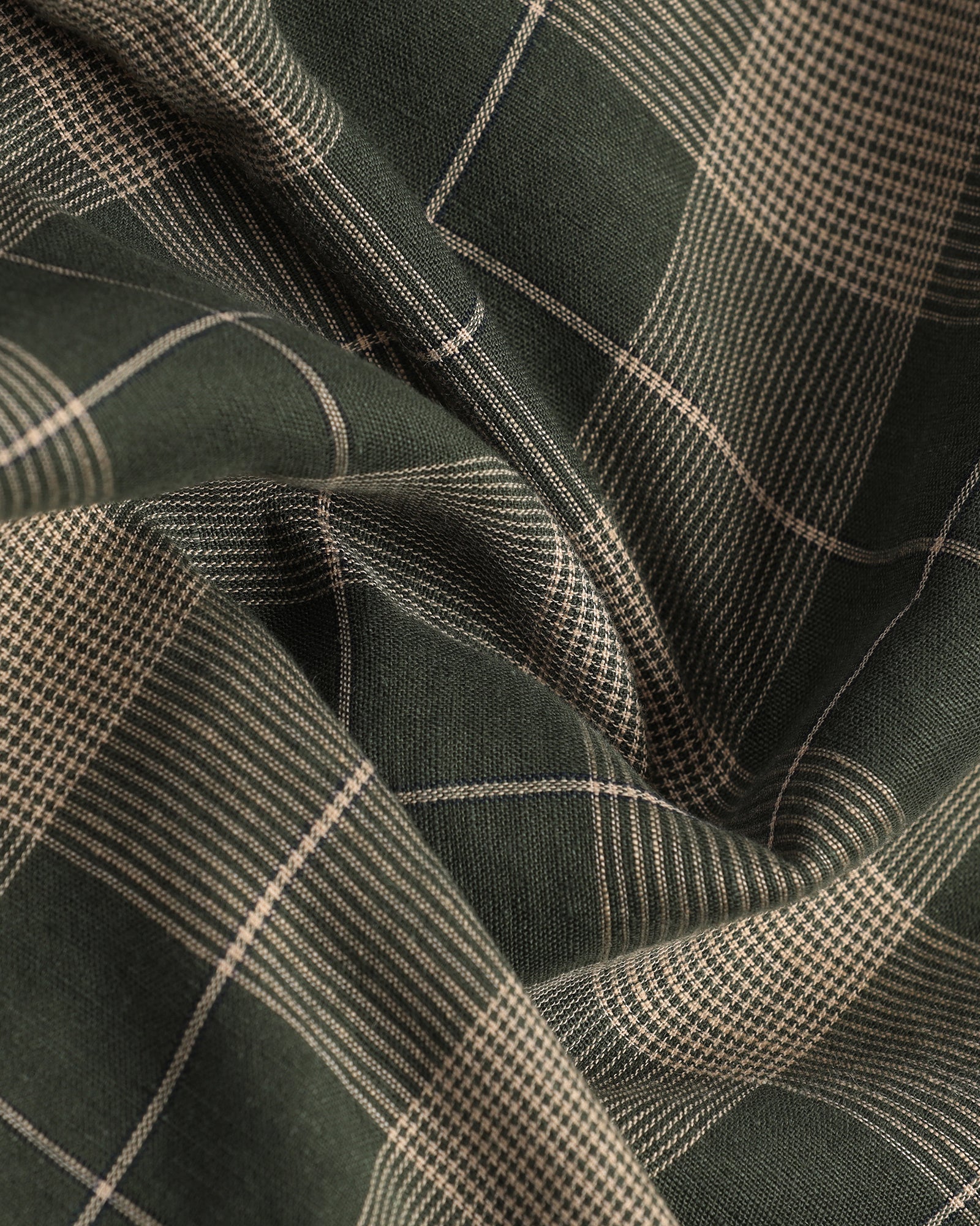 Olive Linen Check Shirt - Merik - Image 6
