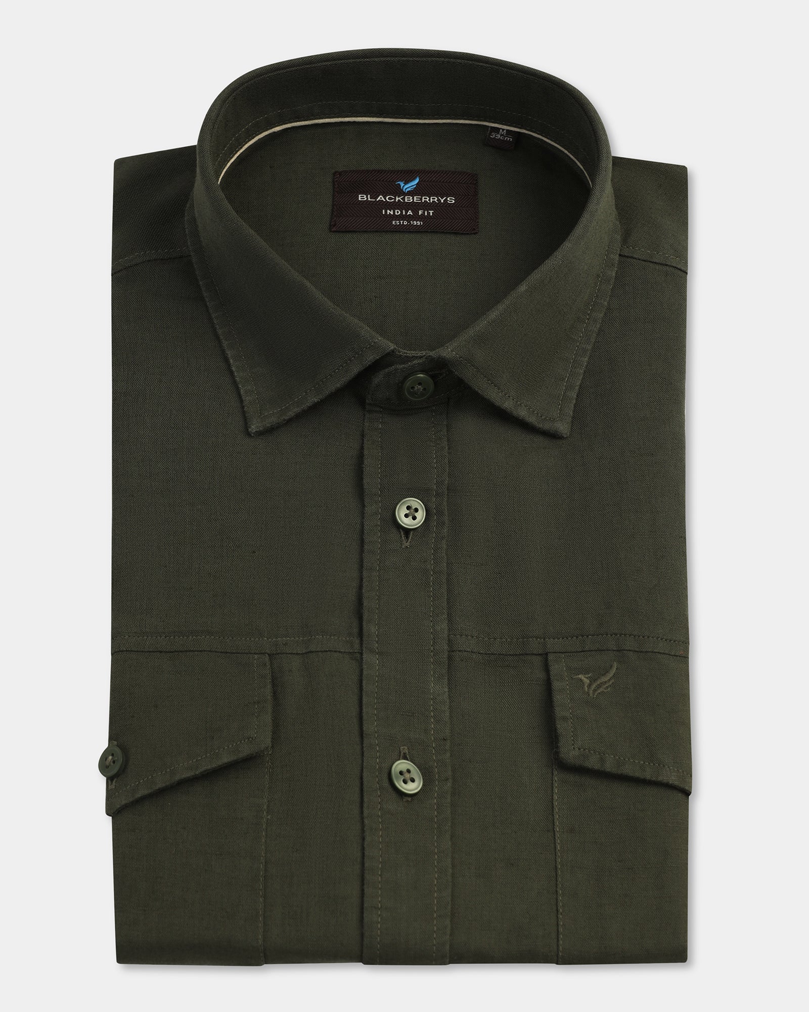 Olive Linen Solid Shirt - Konrad - Image 3