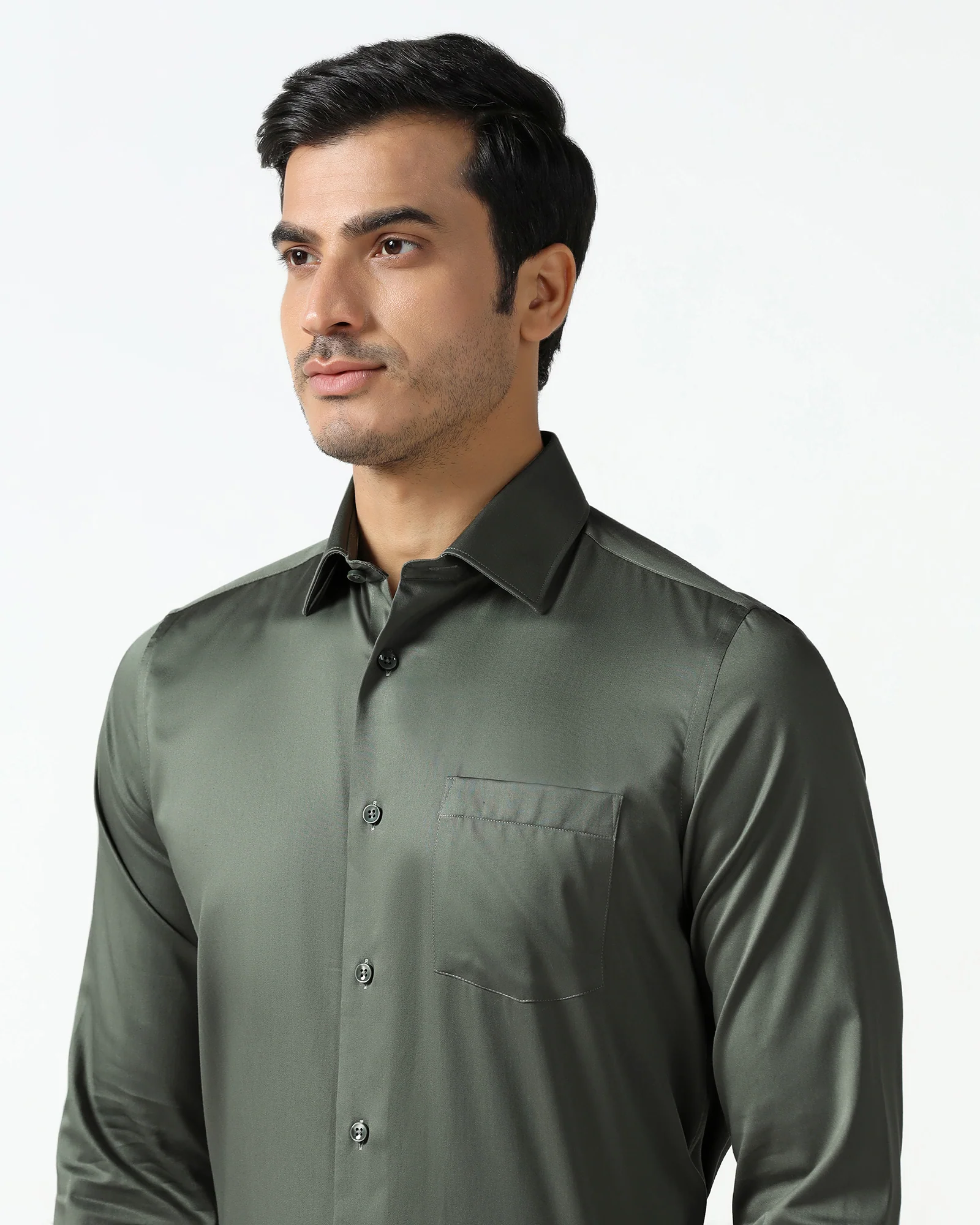 Olive Non Iron Solid Shirt - Sylvia - Image 4