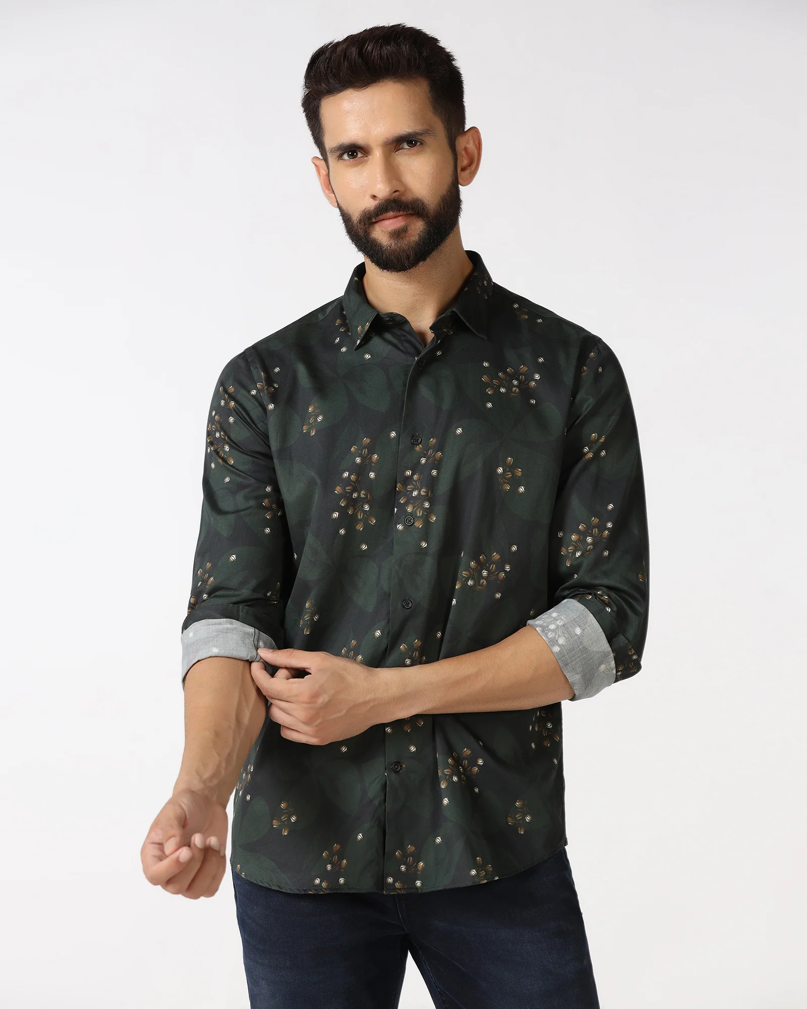 Olive Printed Shirt - Fedot