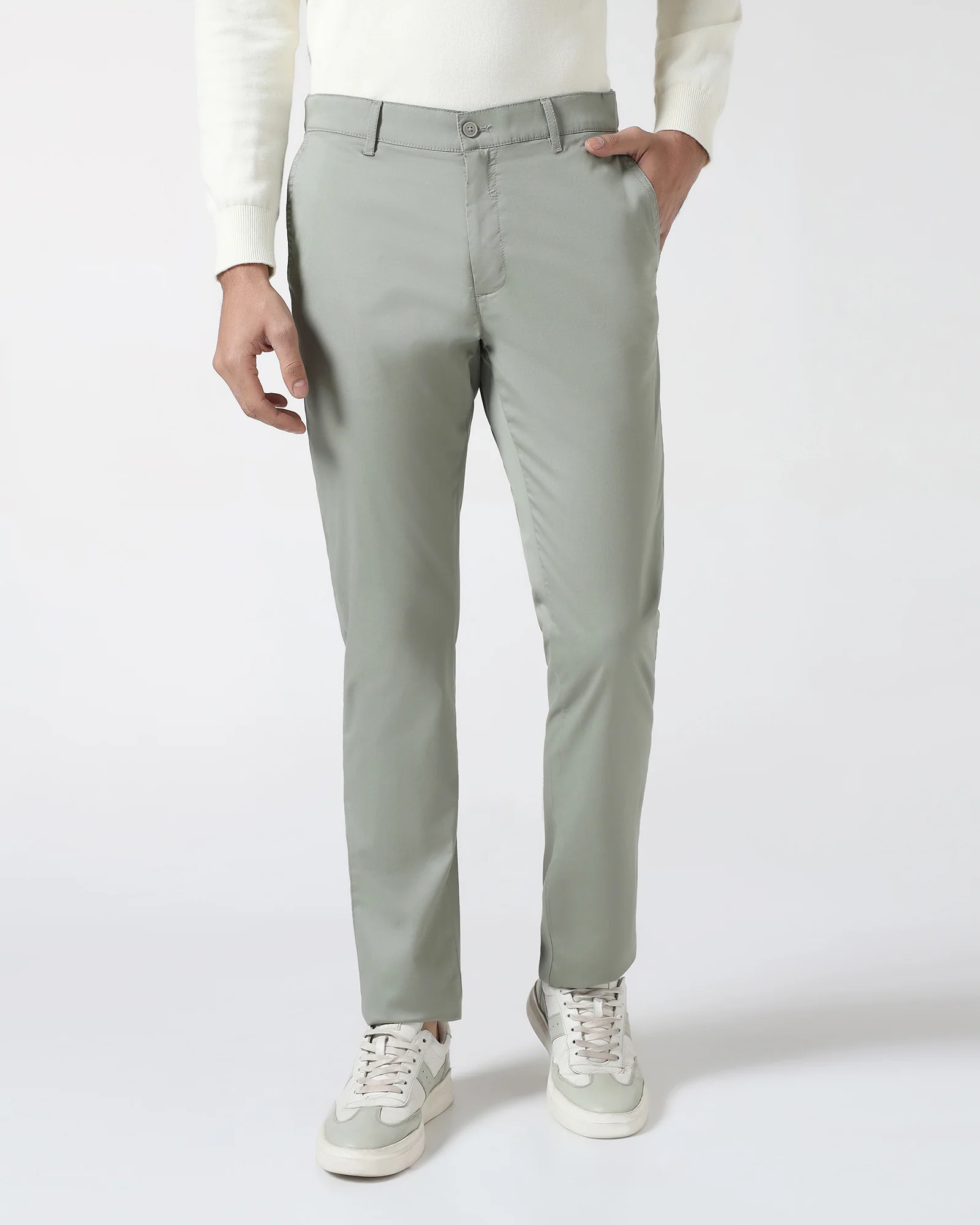 Olive Solid Khakis - Hemlock - Image 3