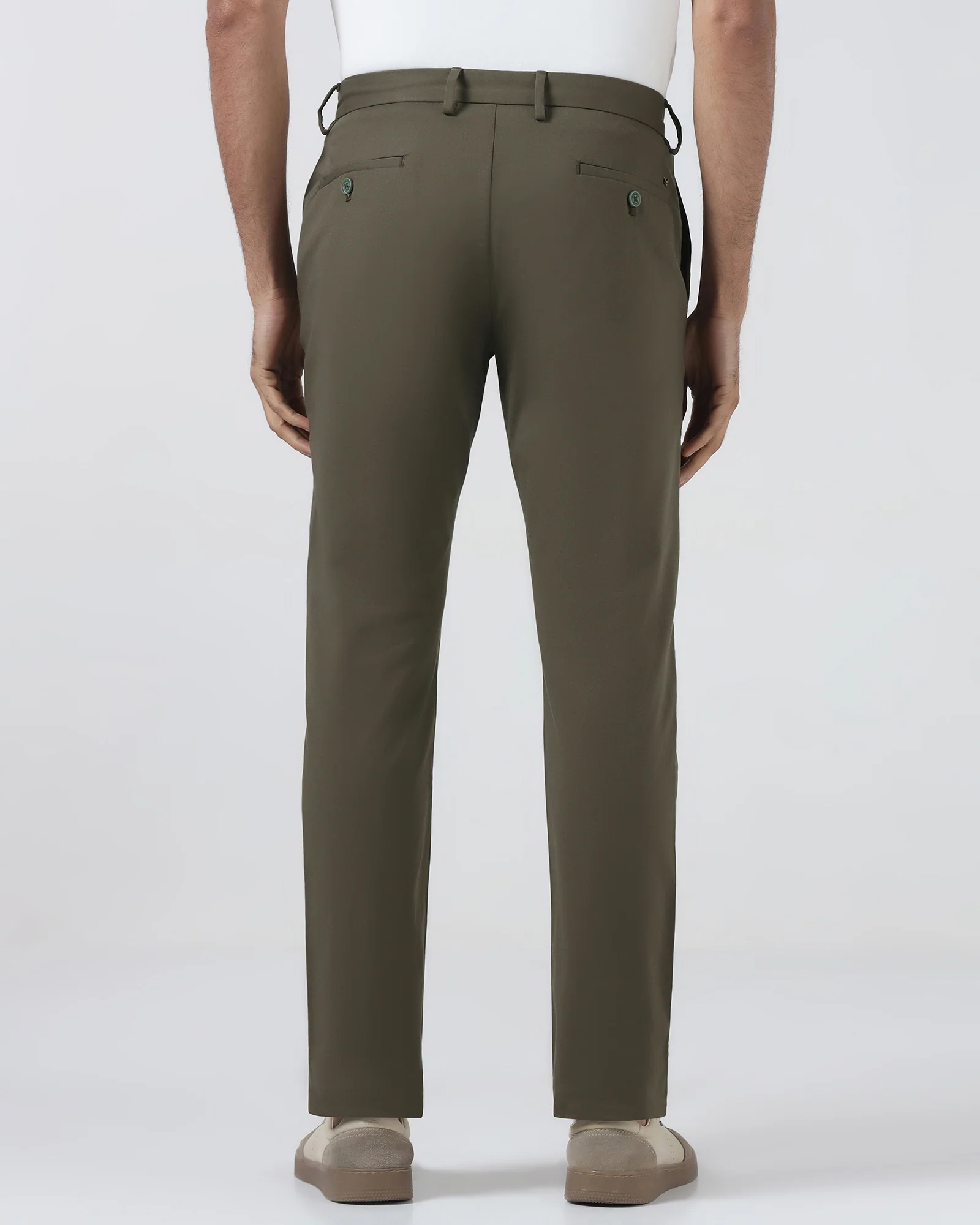 Olive Solid Khakis - Elba - Image 2