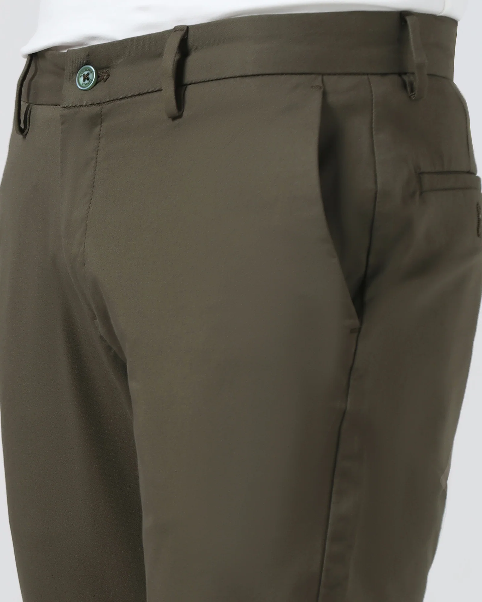 Olive Solid Khakis - Elba - Image 4