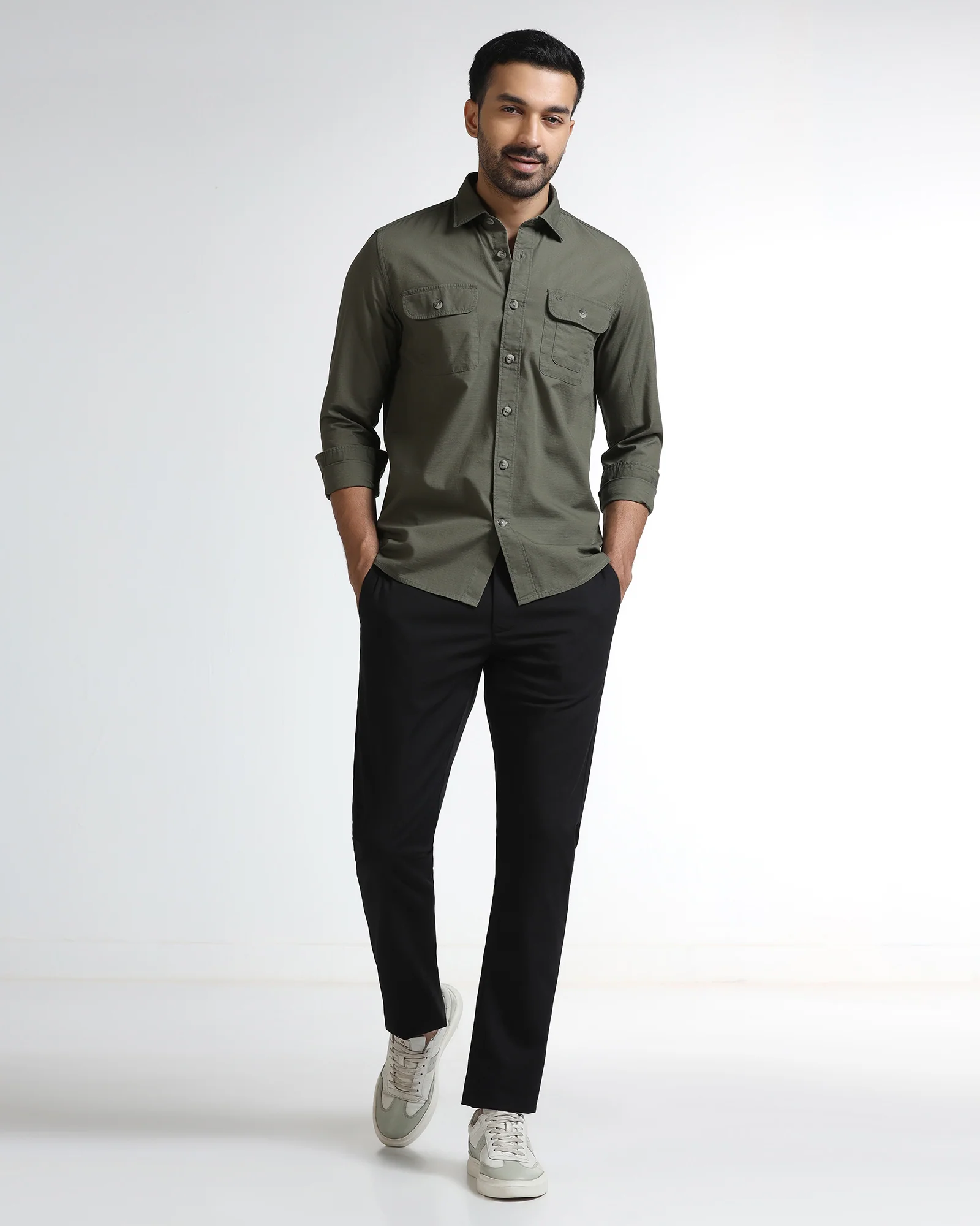 Olive Solid Shirt - Renob - Image 3