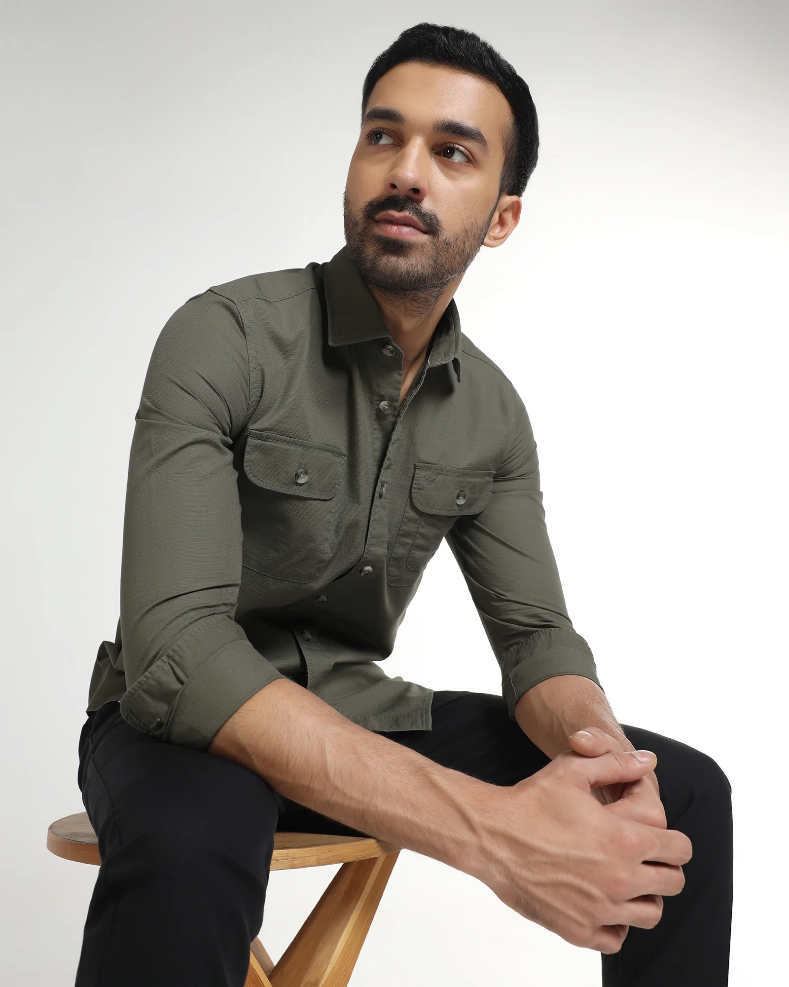Olive Solid Shirt - Renob - Image 6