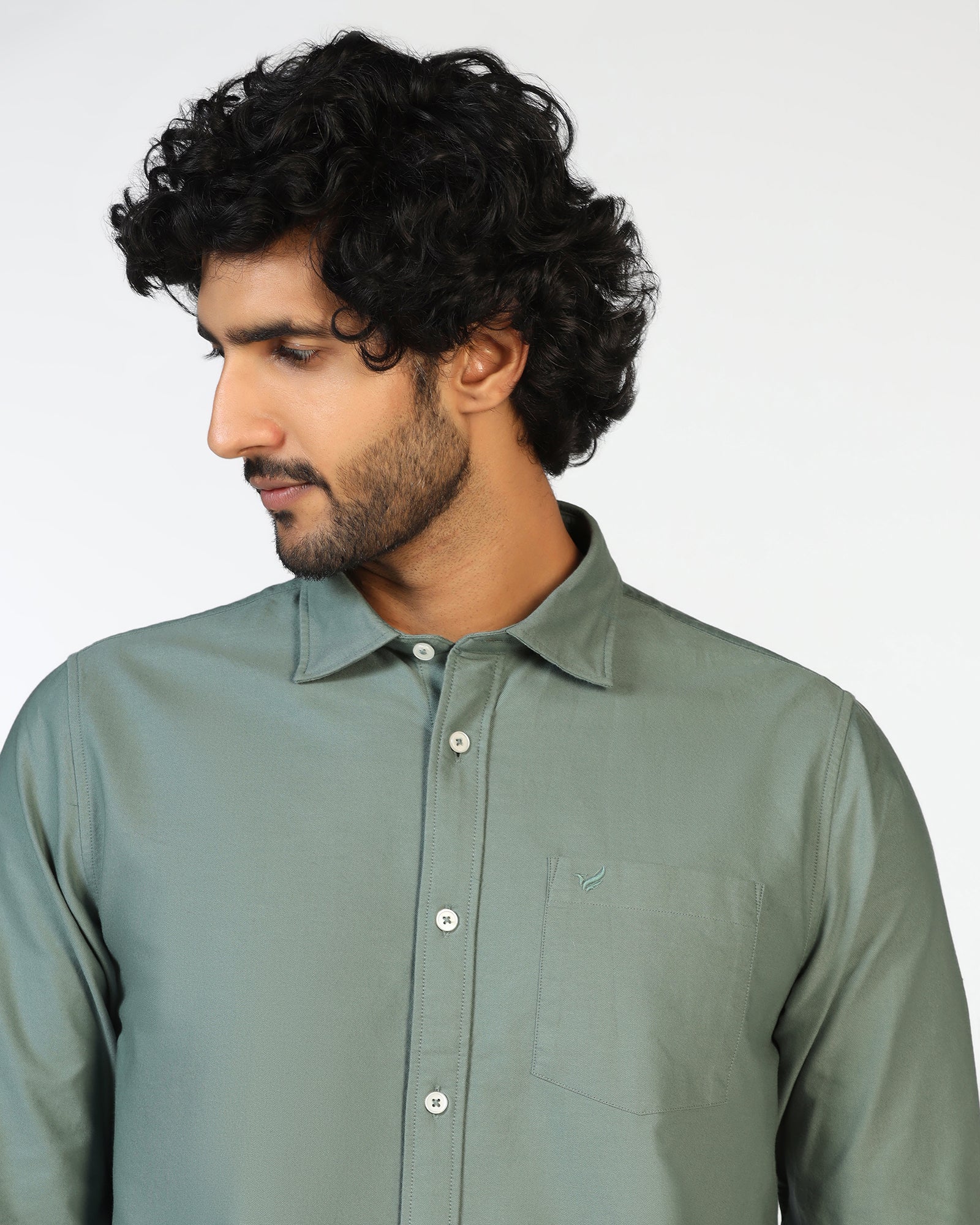 Olive Solid Shirt - Solly - Image 4