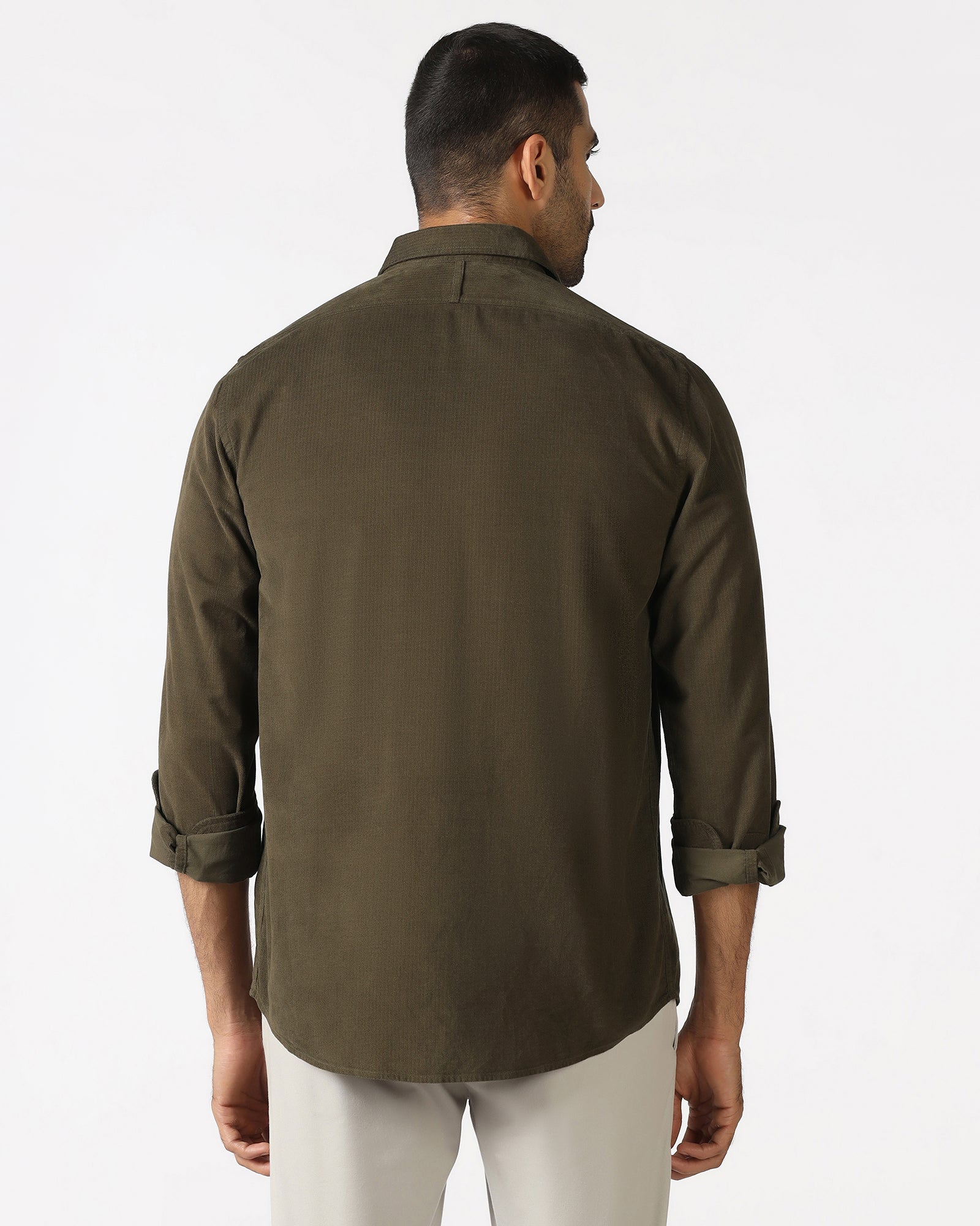 Olive Solid Shirt - Tevez - Image 2