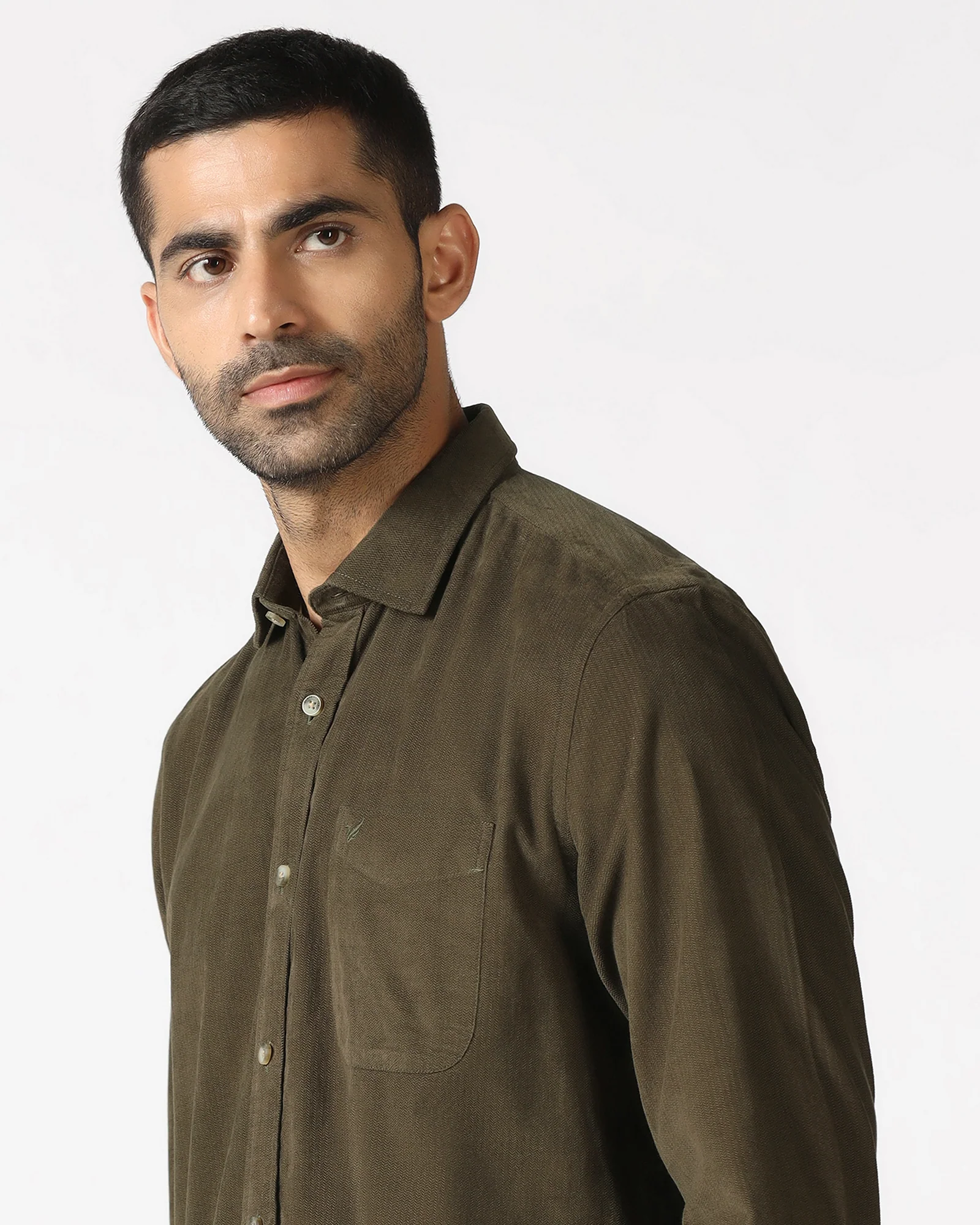 Olive Solid Shirt - Tevez - Image 4