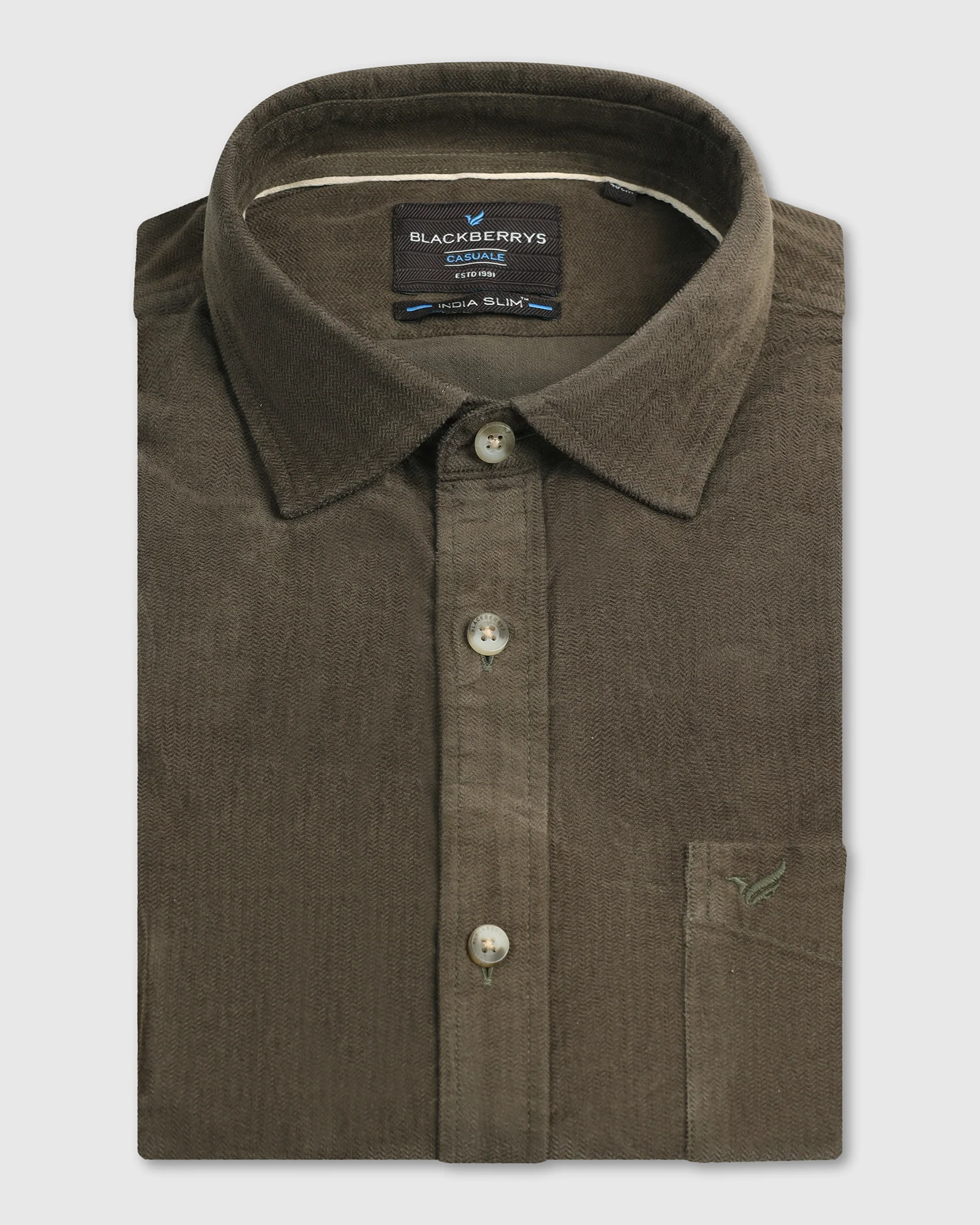 Olive Solid Shirt - Tevez - Image 5