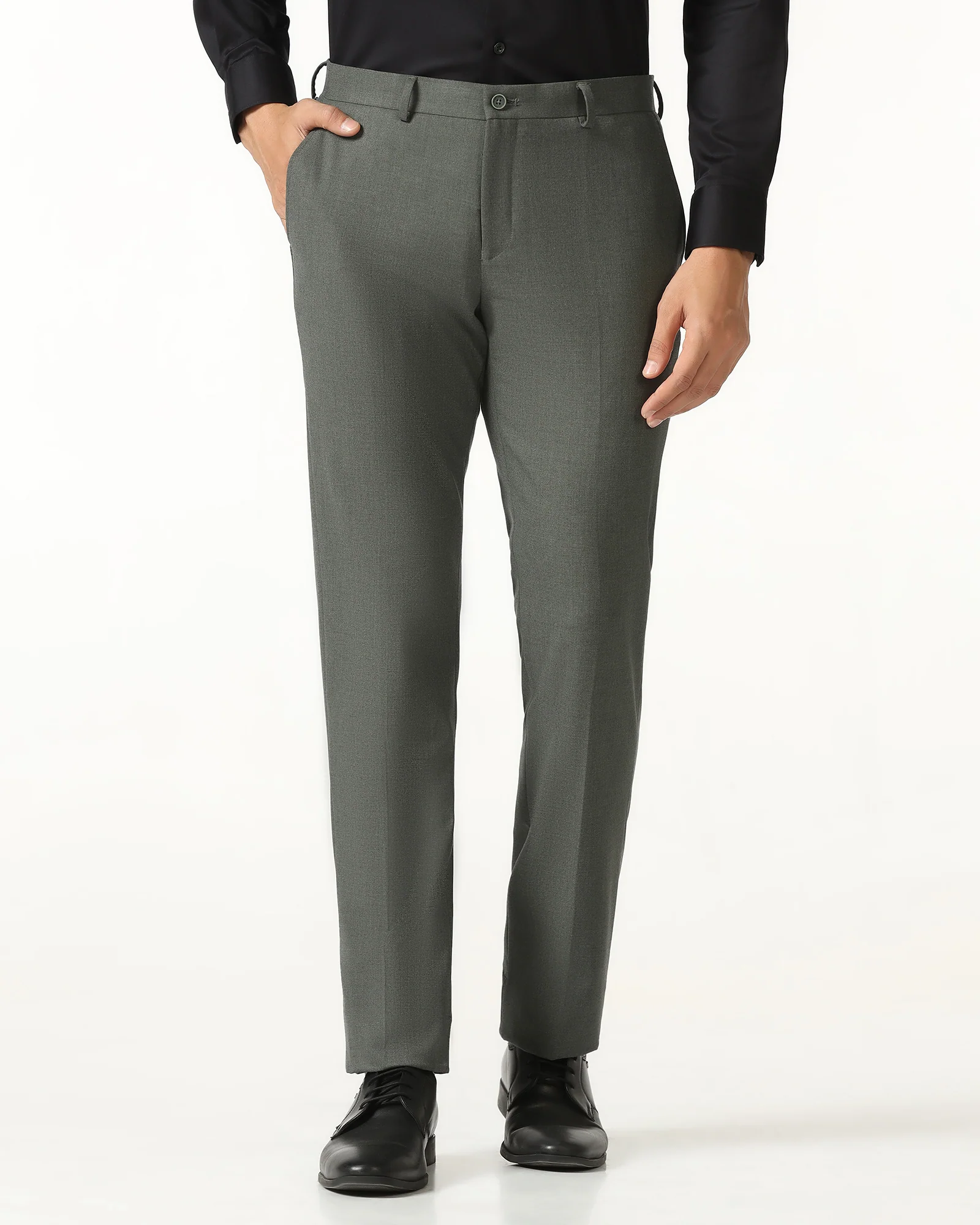 Olive Solid Trouser - Conor - Image 3