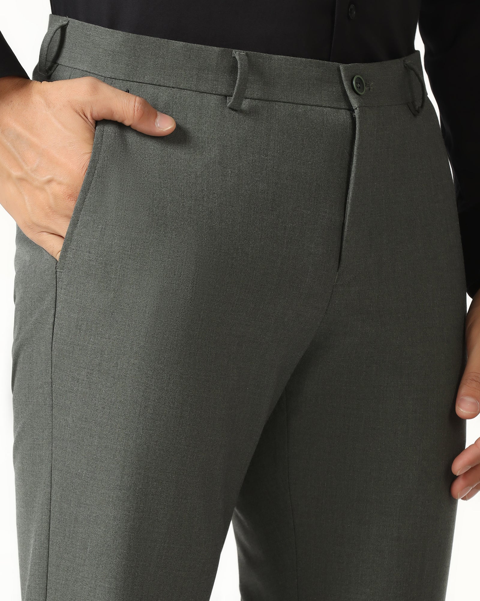 Olive Solid Trouser - Conor - Image 4