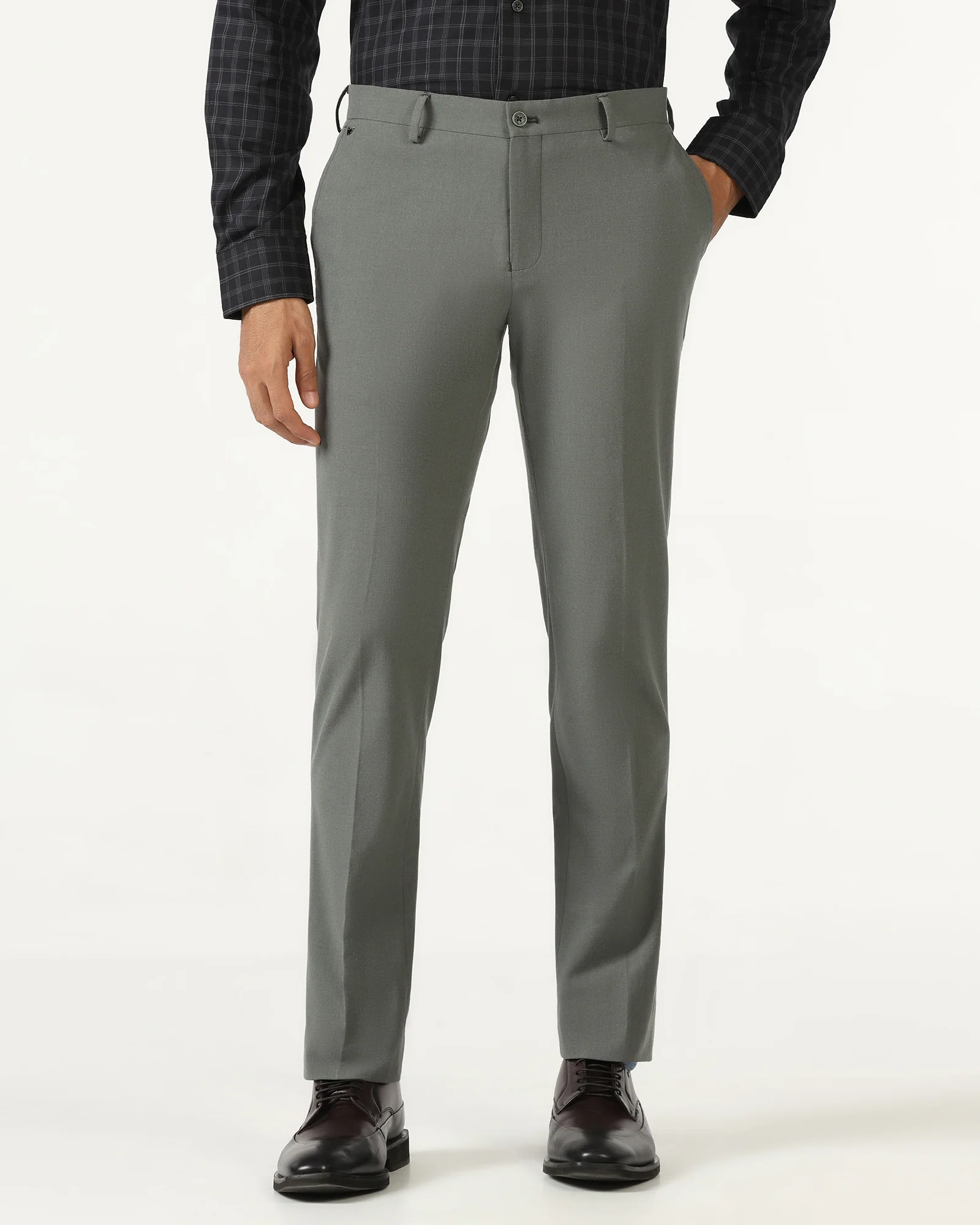 Olive Solid Trouser - Johny - Image 3