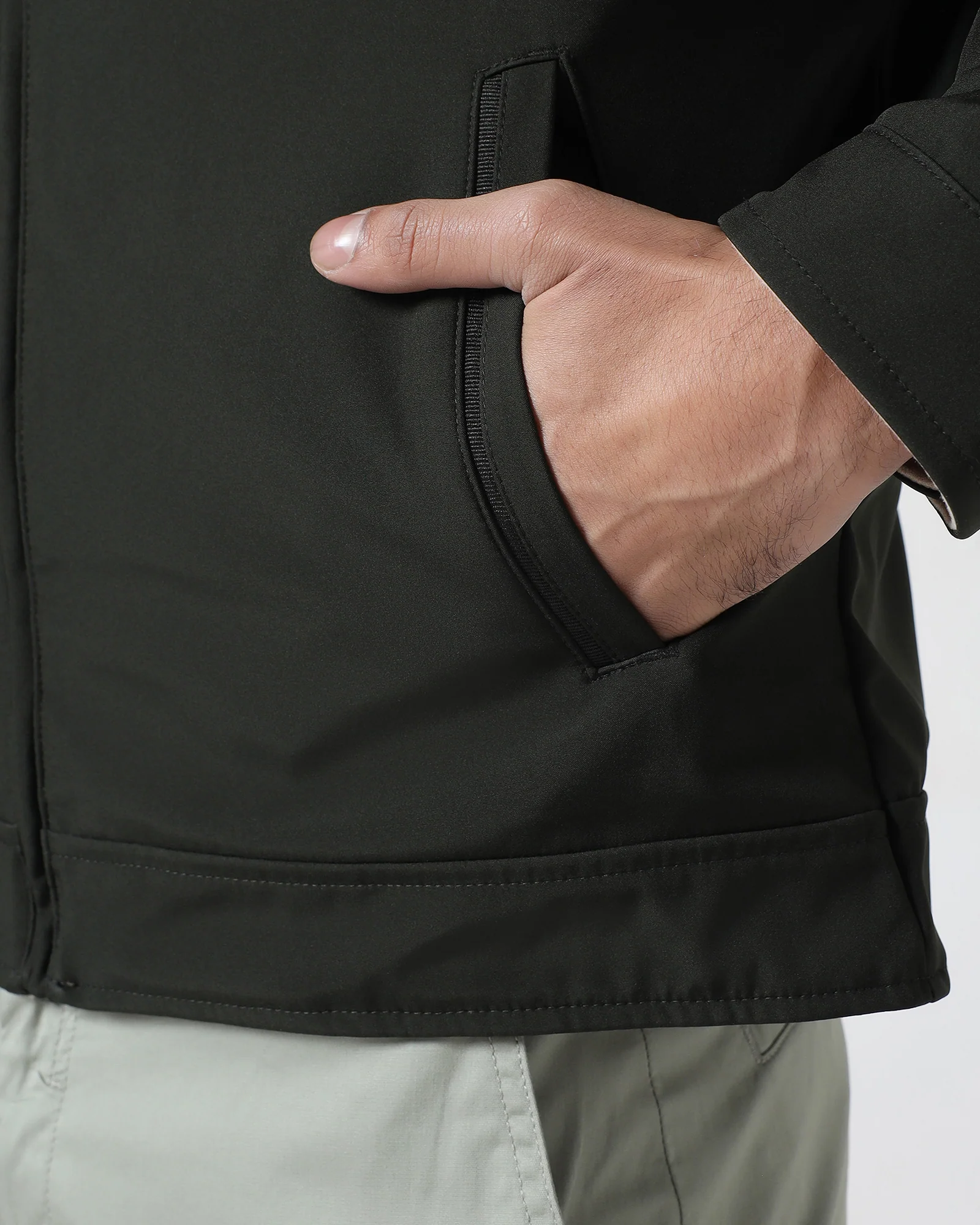 Olive Reversible Solid Zipper Jacket - Yulin - Image 5
