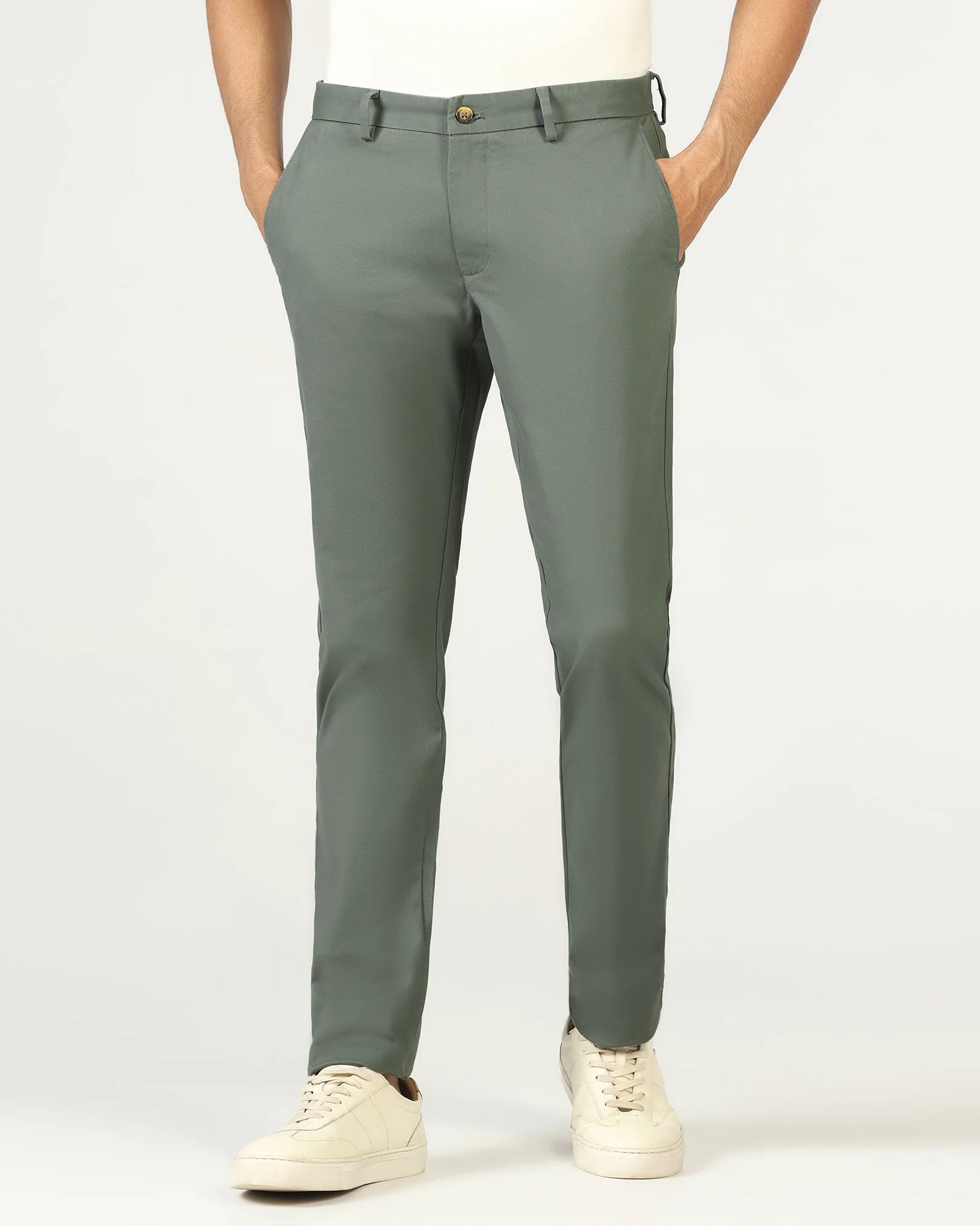 Olive Textured Khakis - Karis - Image 3