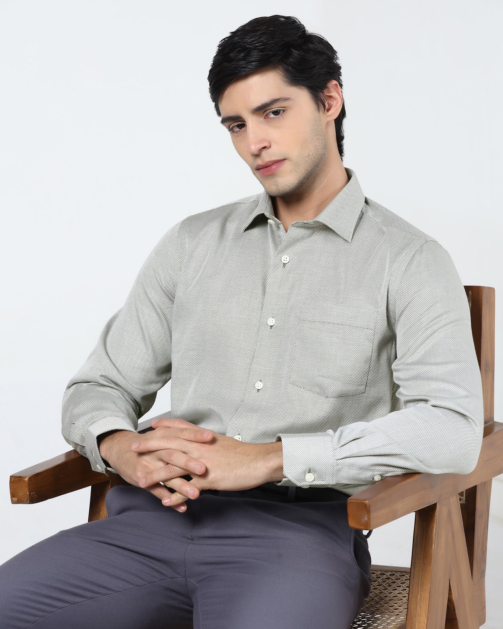 Olive Textured Shirt - Thanos - Image 8