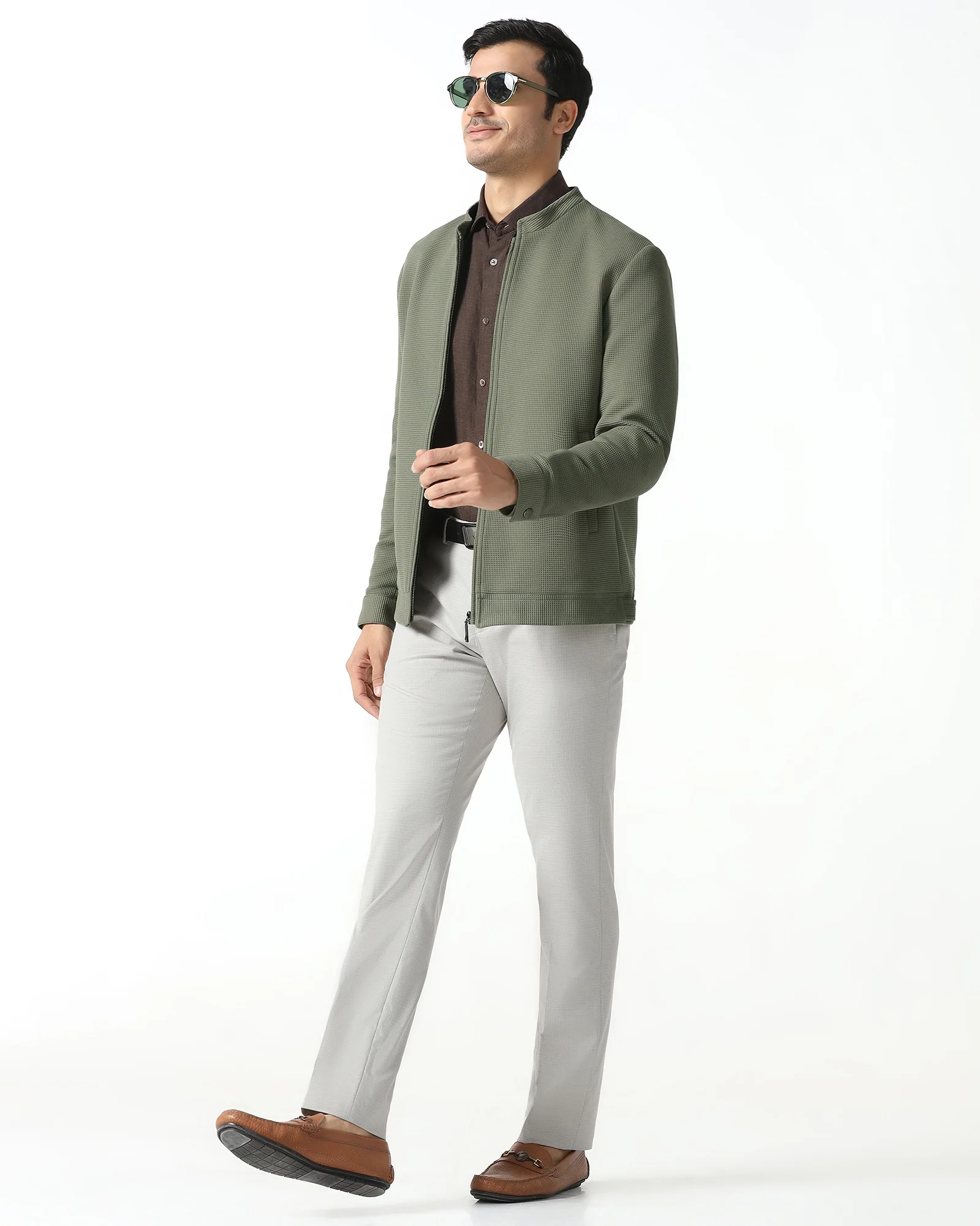 Olive Textured Zipper Jacket - Maxwel - Image 6