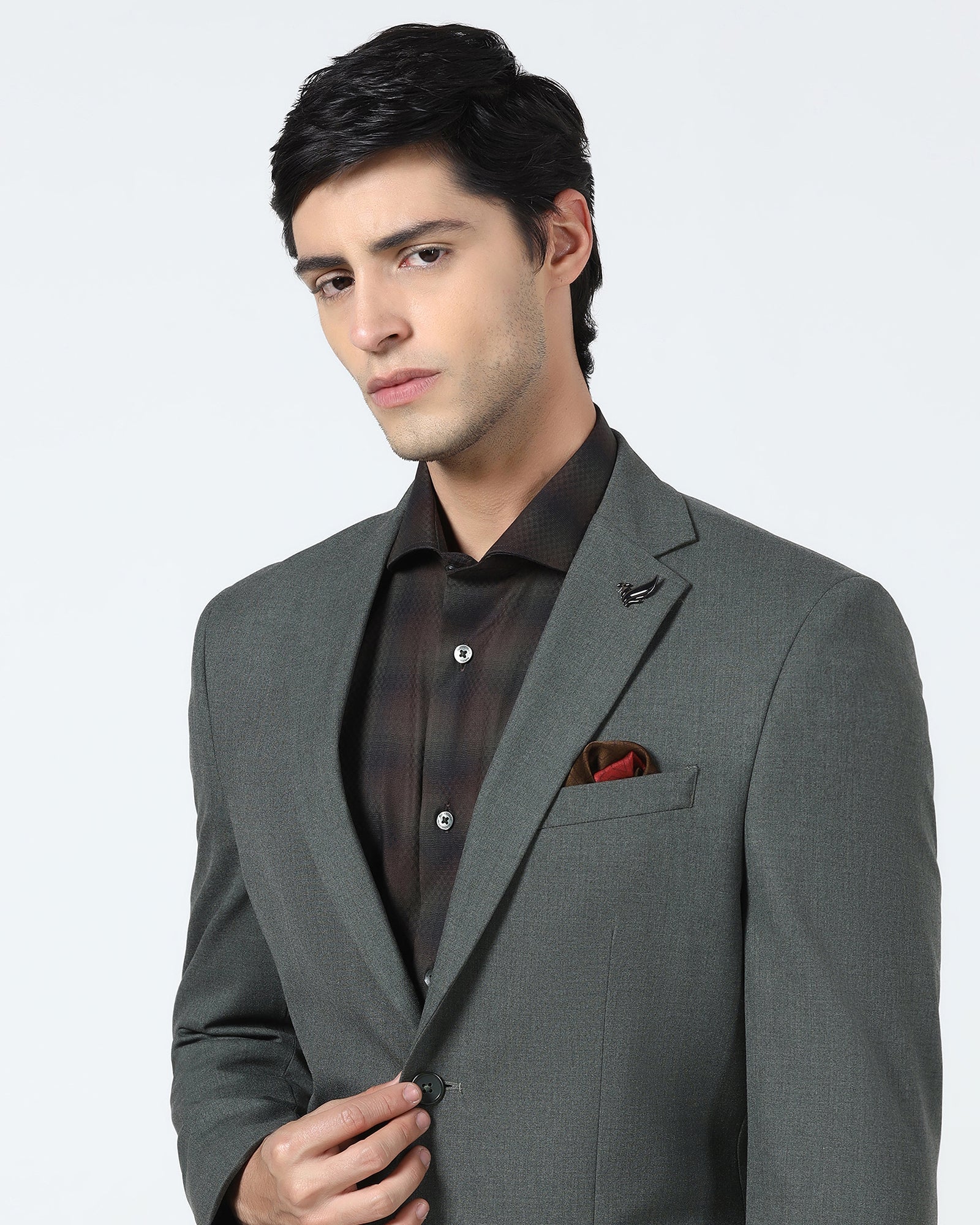 Olive Two Piece Solid Suit - Hedra - Image 5