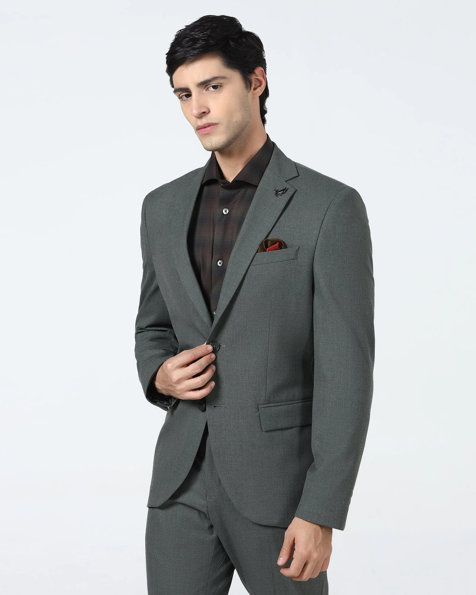 Olive Two Piece Solid Suit - Hedra - Image 9