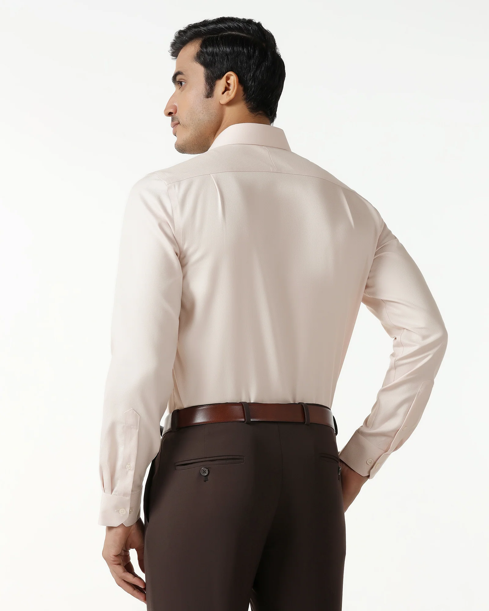 Peach Non Iron Textured Shirt - E31 - Image 2