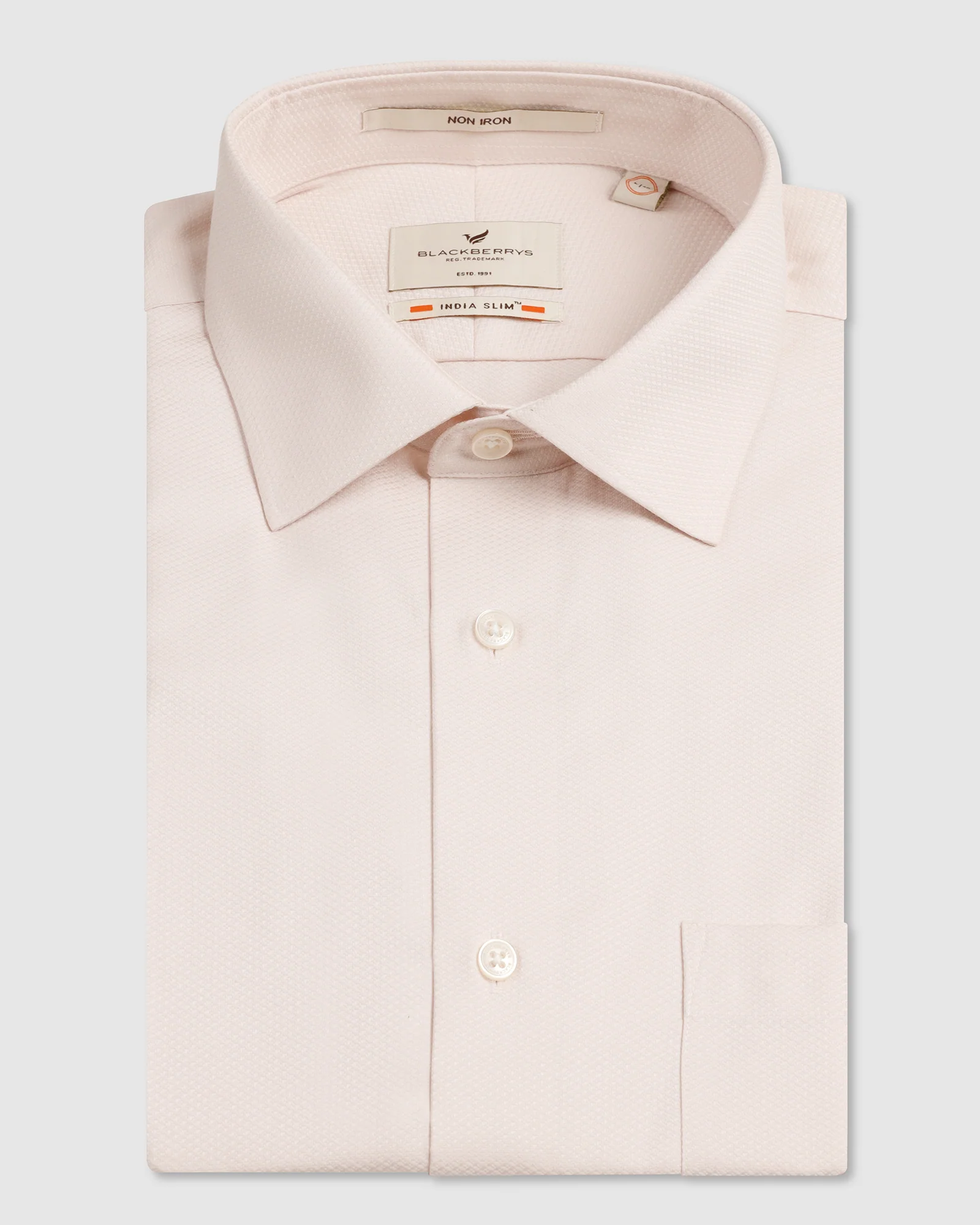 Peach Non Iron Textured Shirt - E31 - Image 5